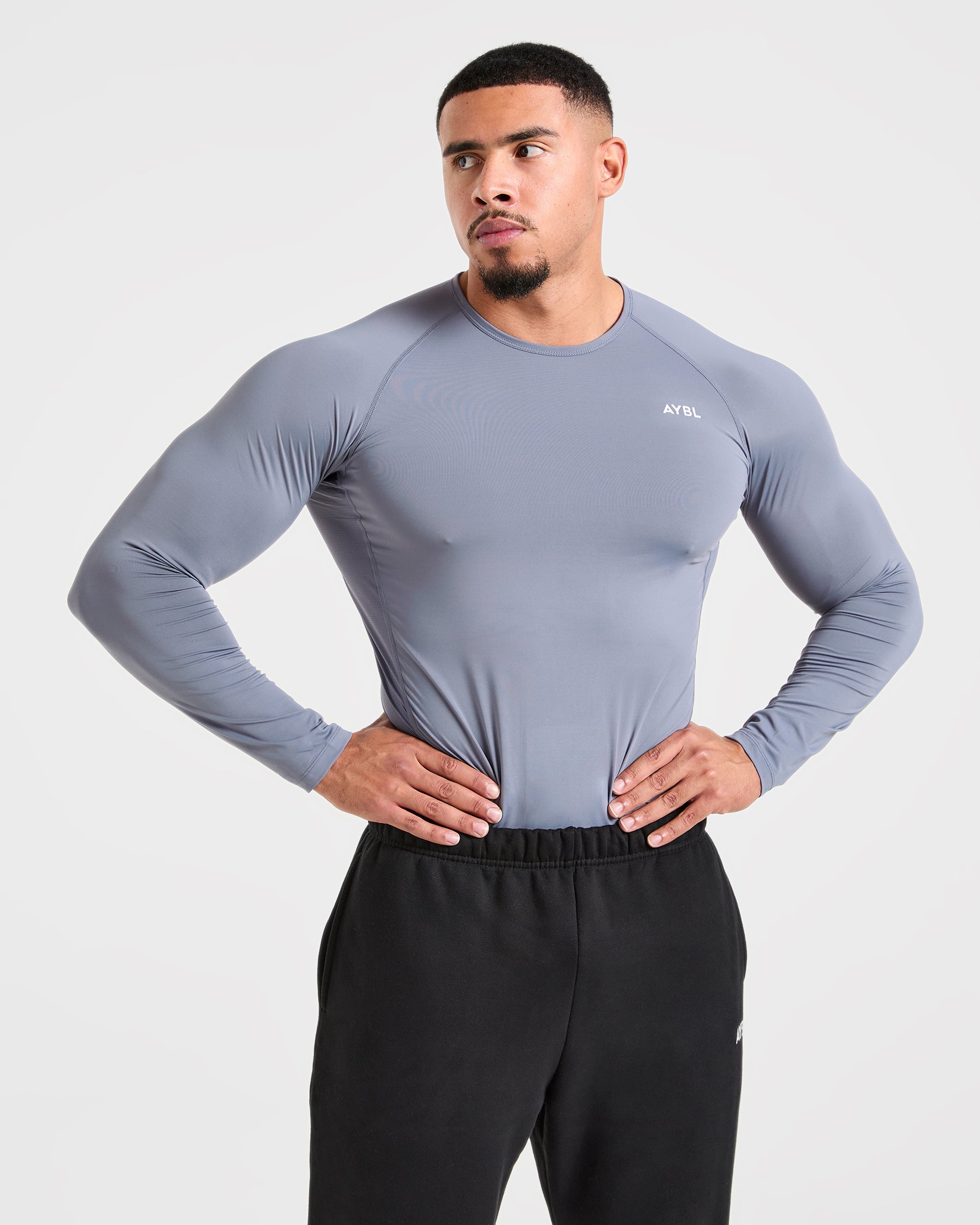 Compression Long Sleeve T Shirt - Slate Gris