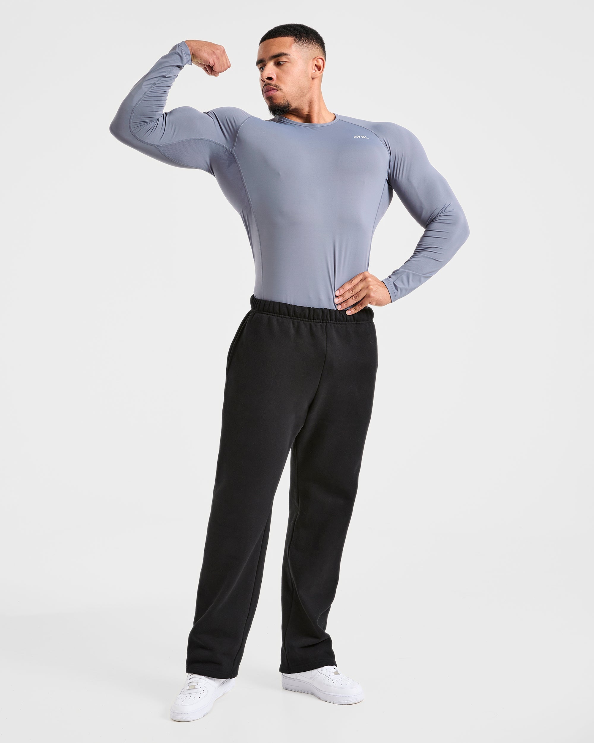 Compression Long Sleeve T Shirt - Slate Gris