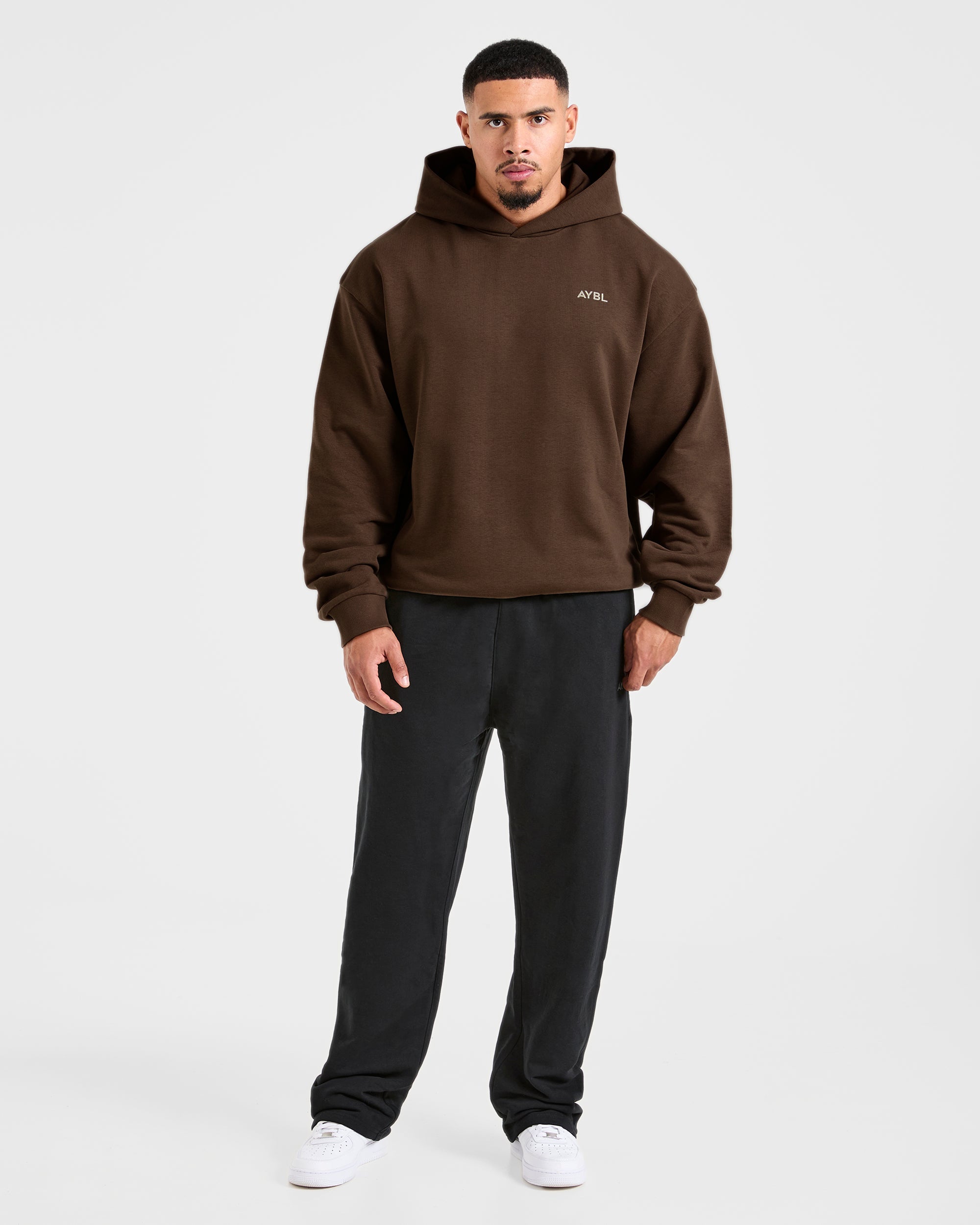 Essential Oversized Graphic Hoodie - Marron
