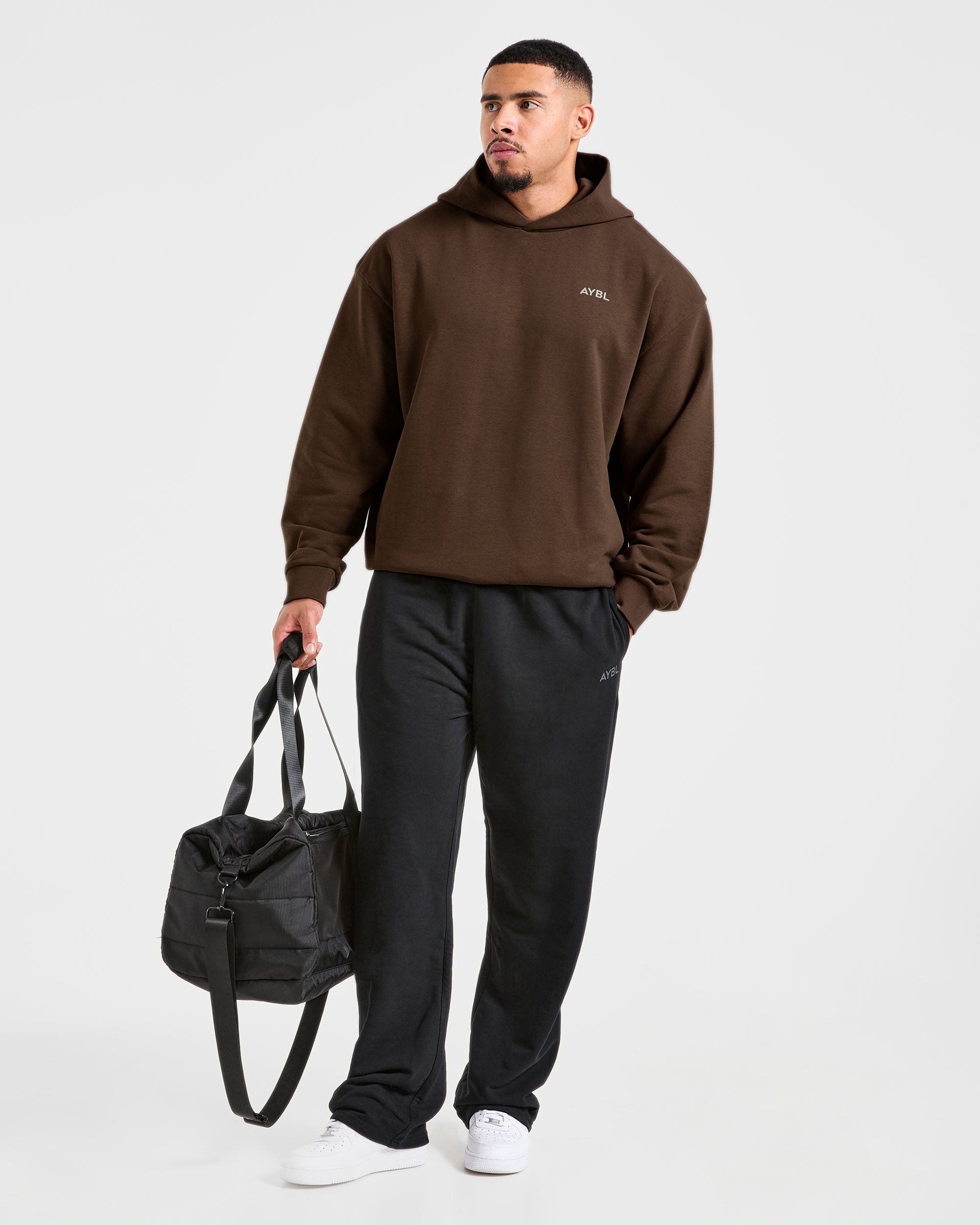 Essential Oversized Graphic Hoodie - Marron