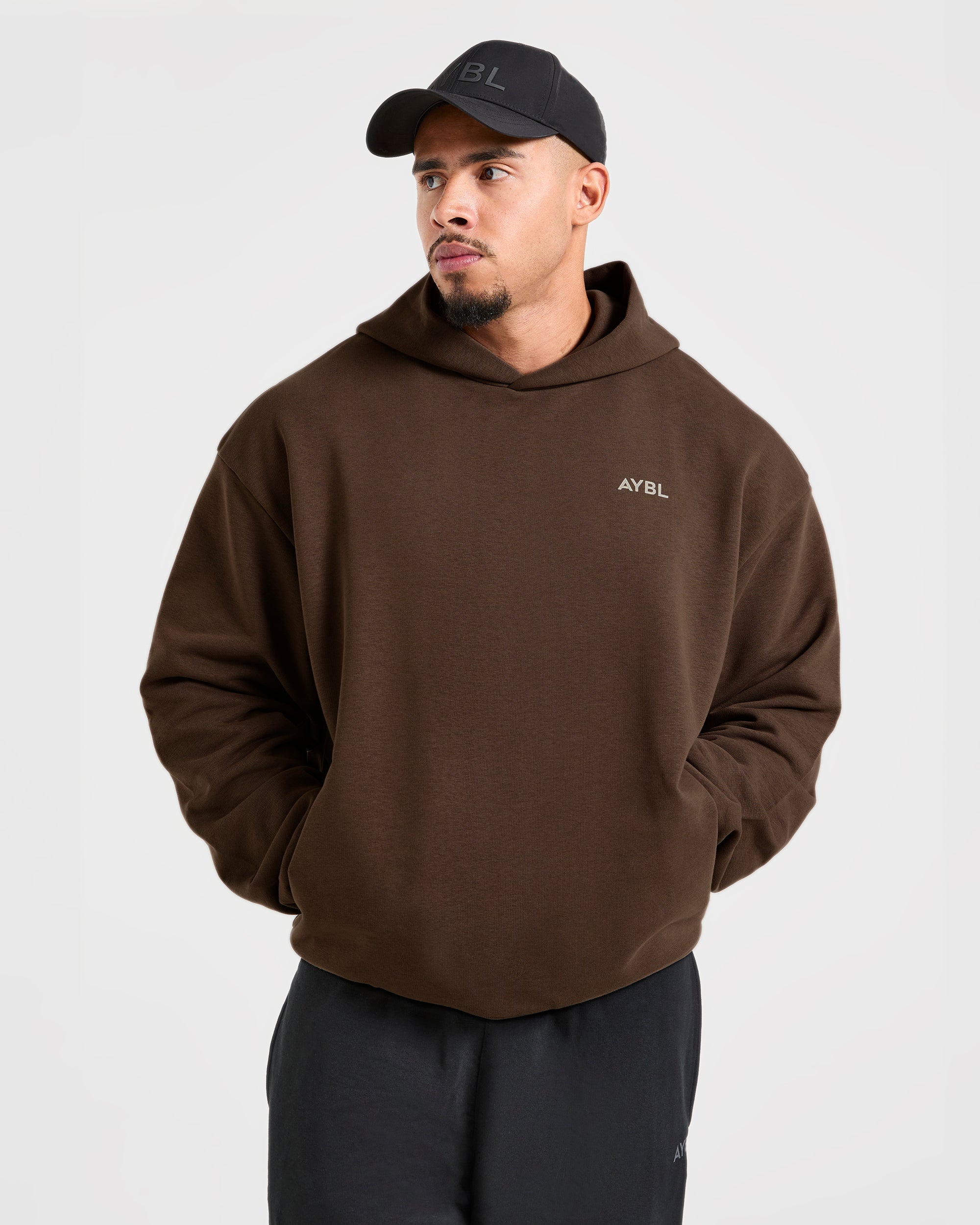Essential Oversized Graphic Hoodie - Marron