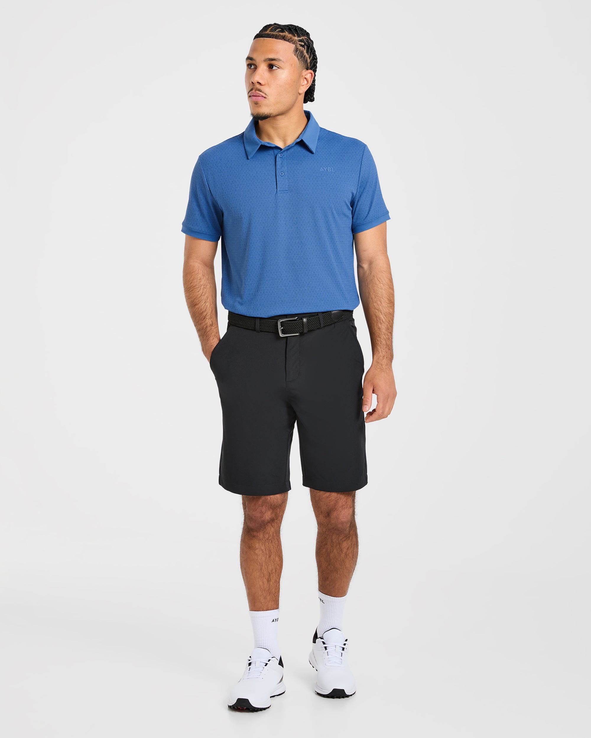 Precision Geometric Polo - Ocean Bleu