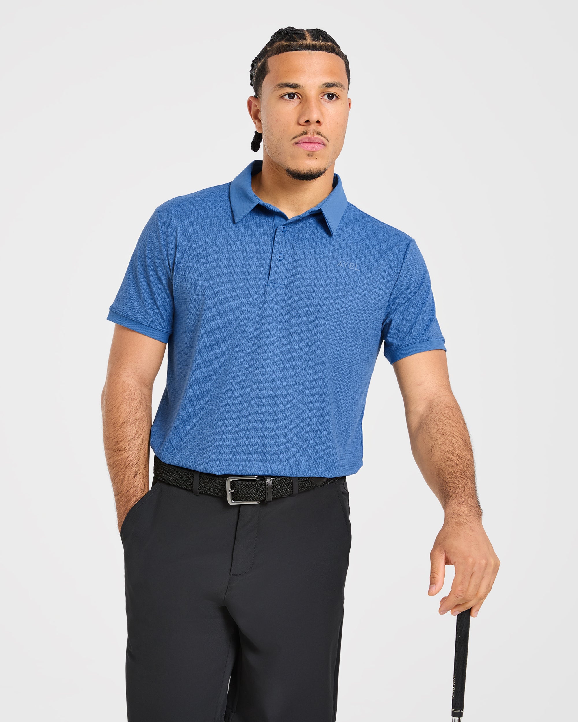 Precision Geometric Polo - Ocean Bleu