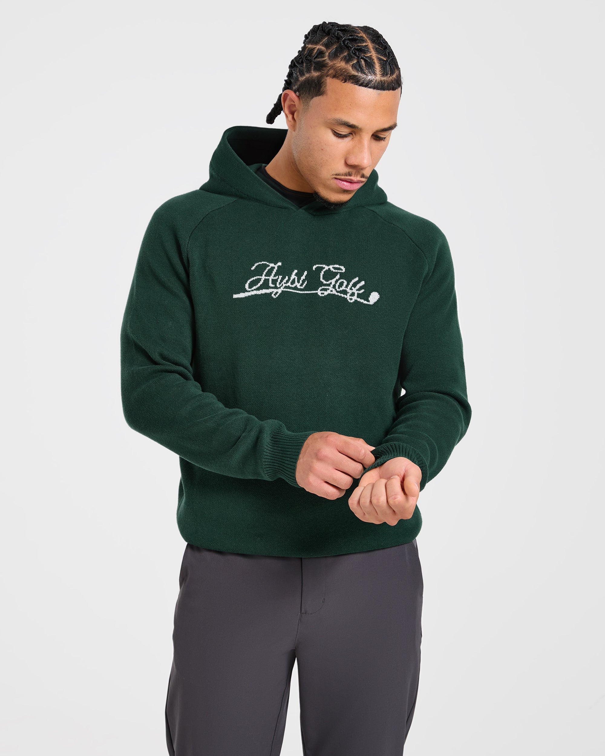 Golf Club Knitted Hoodie - Pine Vert