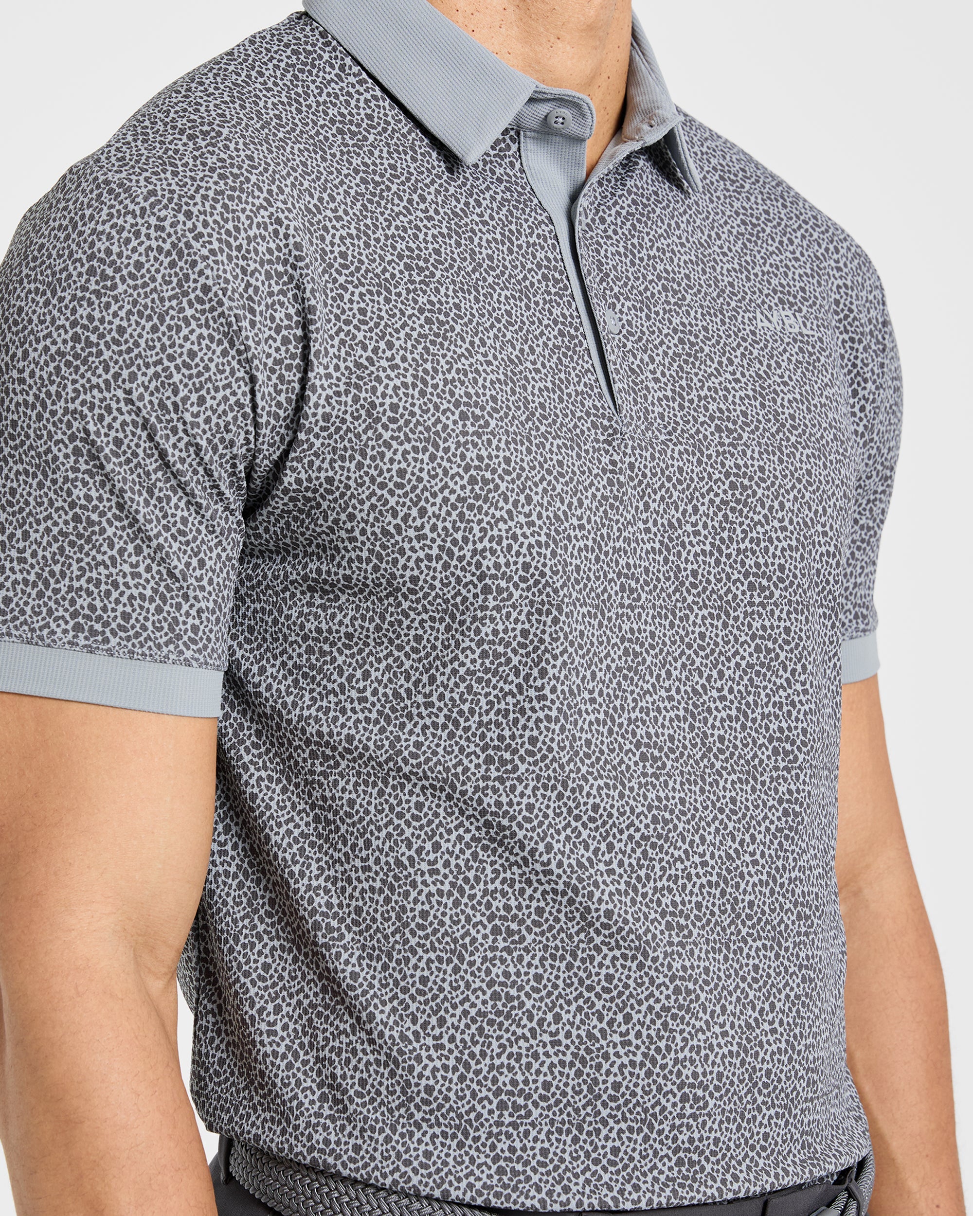 Precision Leopard Polo - Charcoal