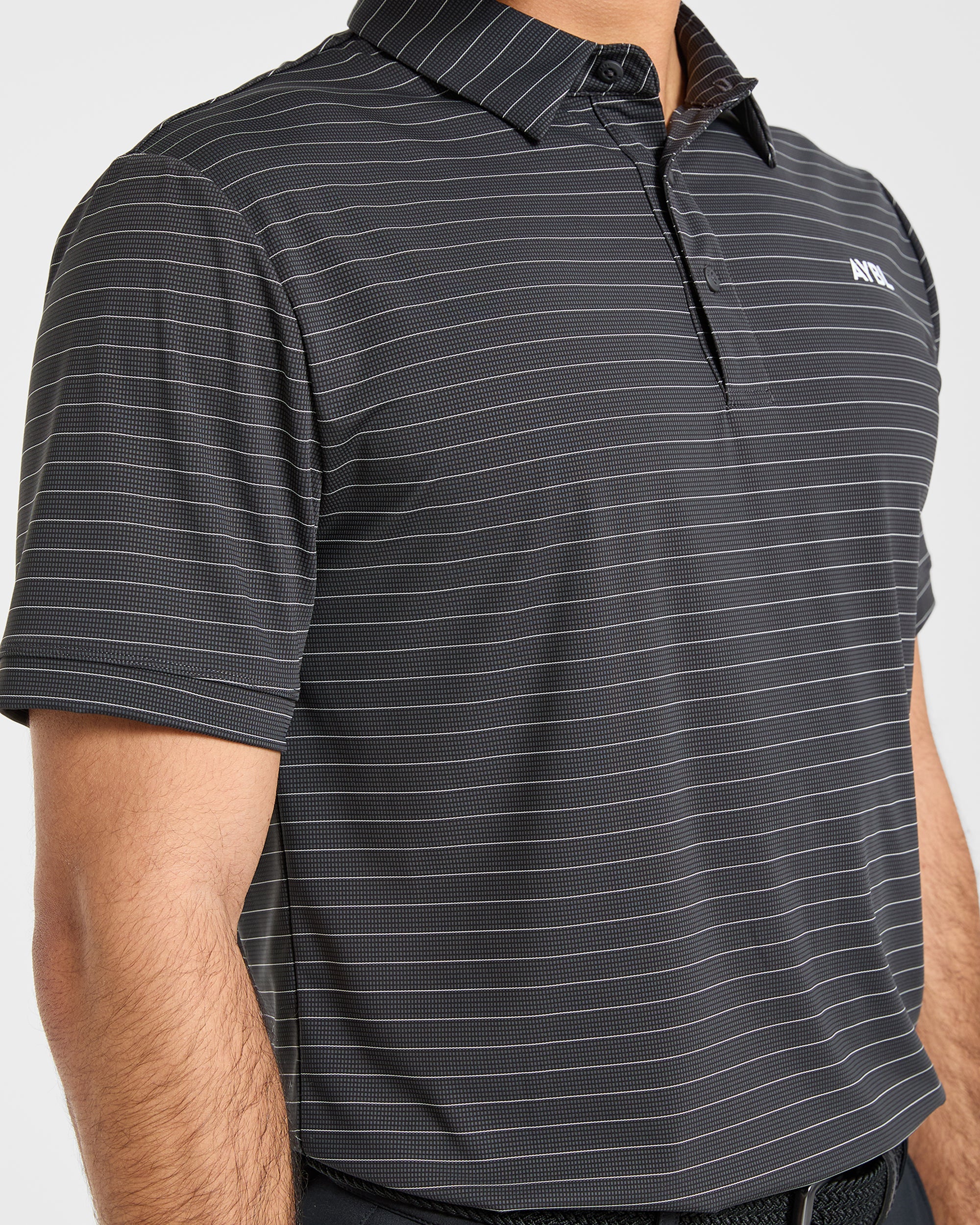Classic Stripe Polo - Charcoal