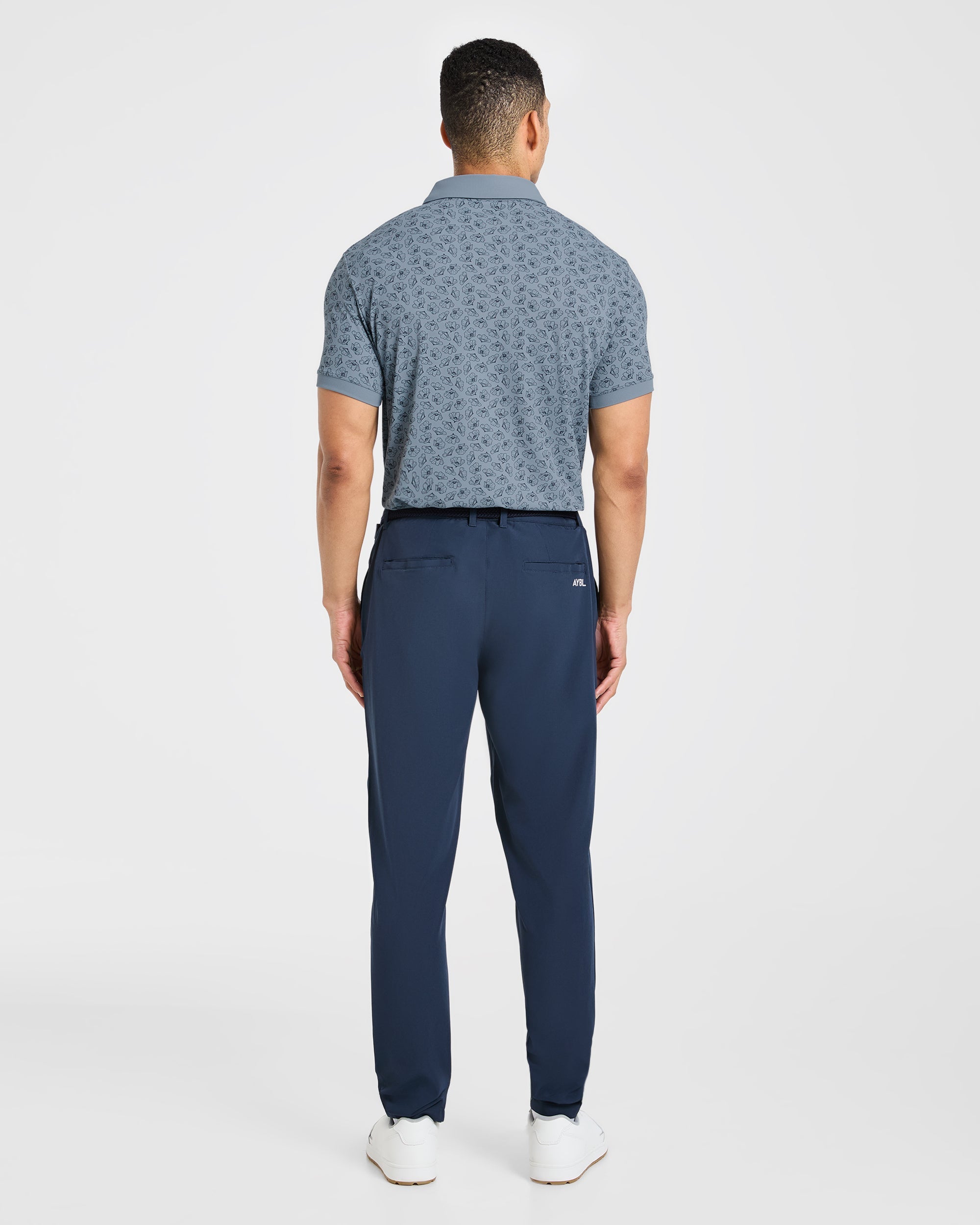 Precision Camellias Polo - Muted Navy