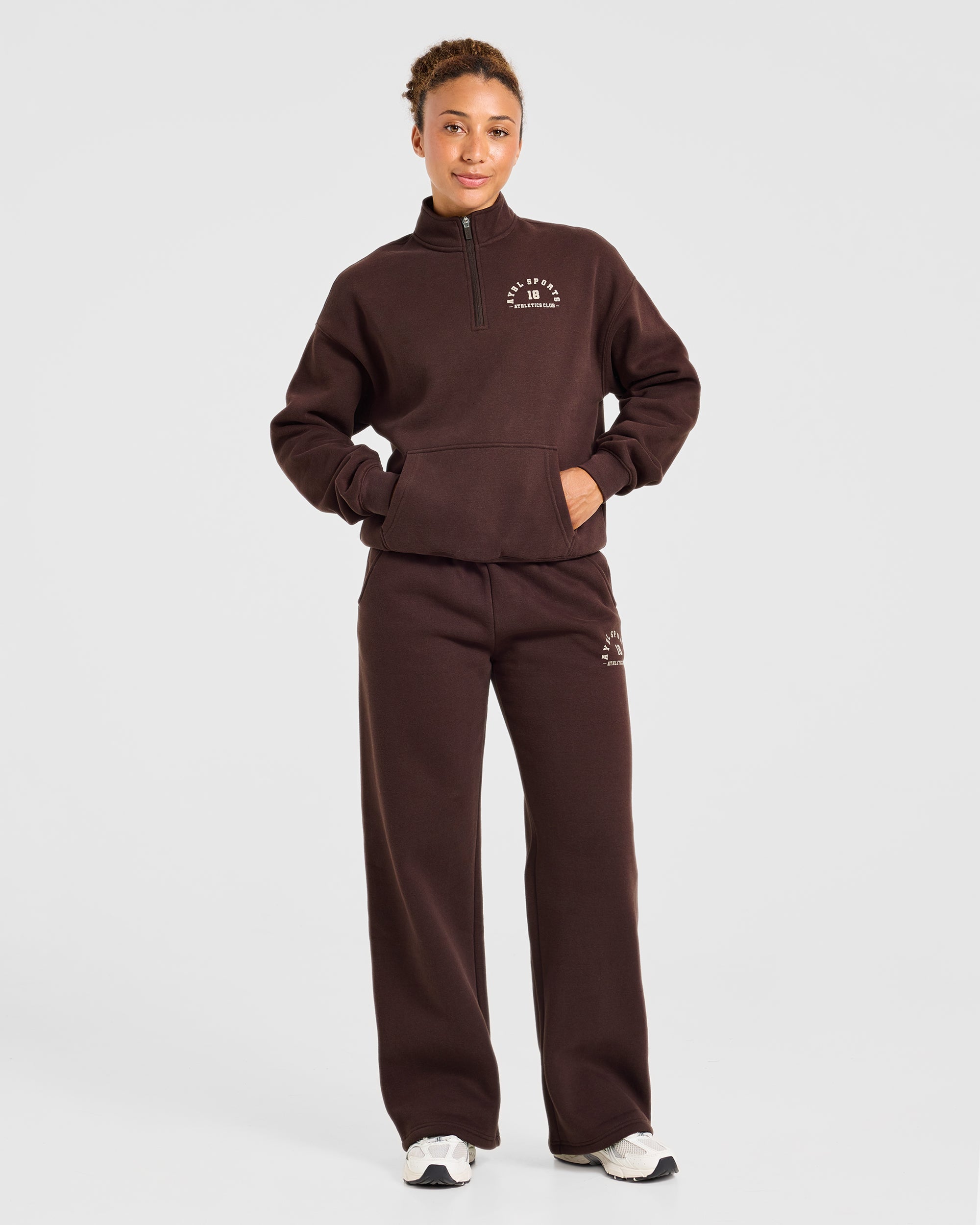 AYBL Sports 18 Oversized 1/4 Zip Pullover - Cocoa Marron