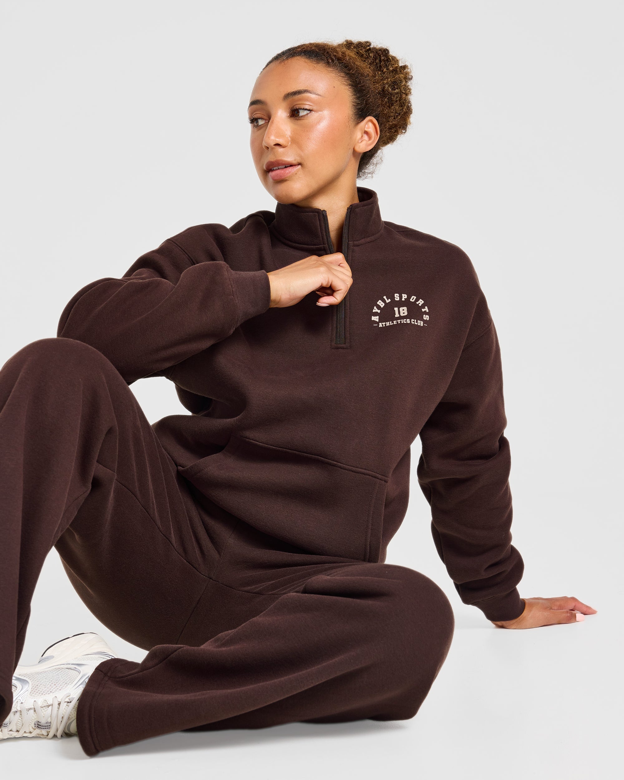 AYBL Sports 18 Oversized 1/4 Zip Pullover - Cocoa Marron