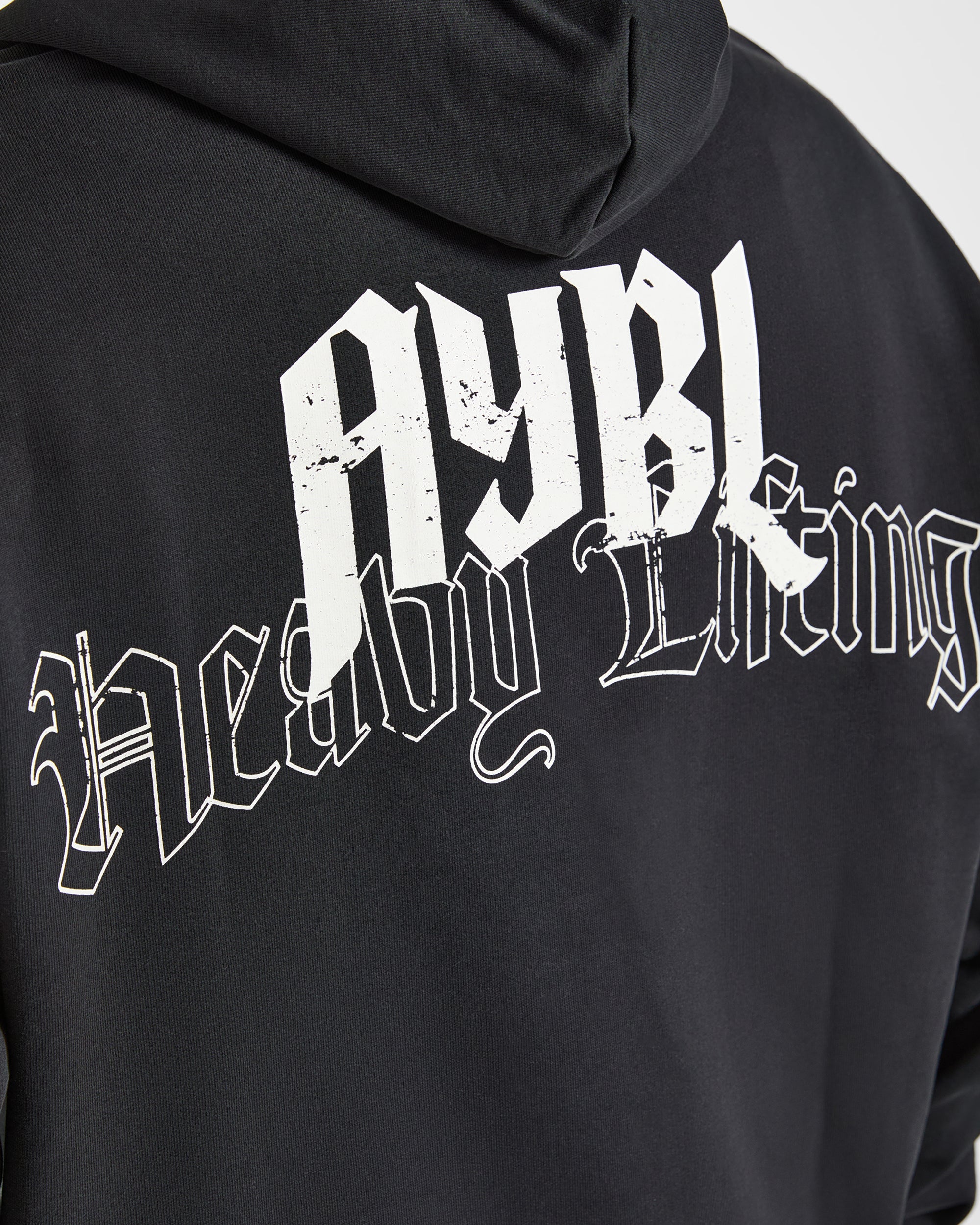 Heavy Lifting Gothic Oversized Hoodie - Noir/Off Blanc