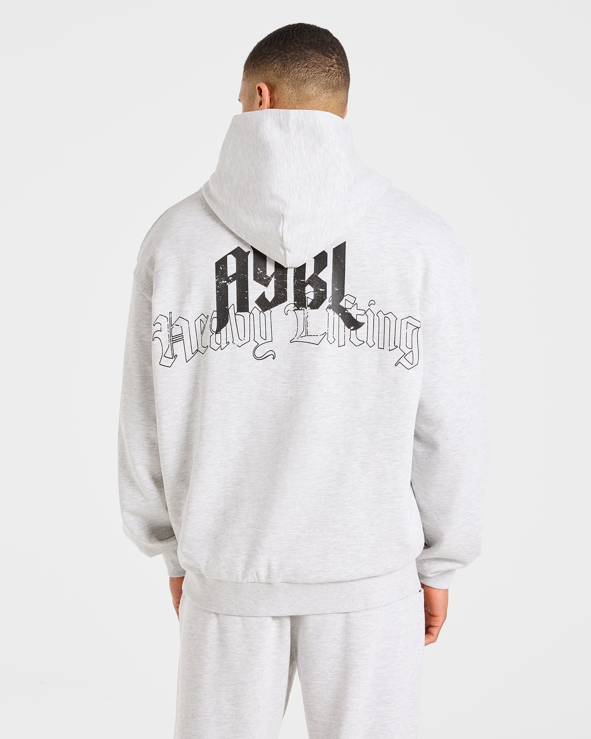 Heavy Lifting Gothic Oversized Hoodie - Gris Marl