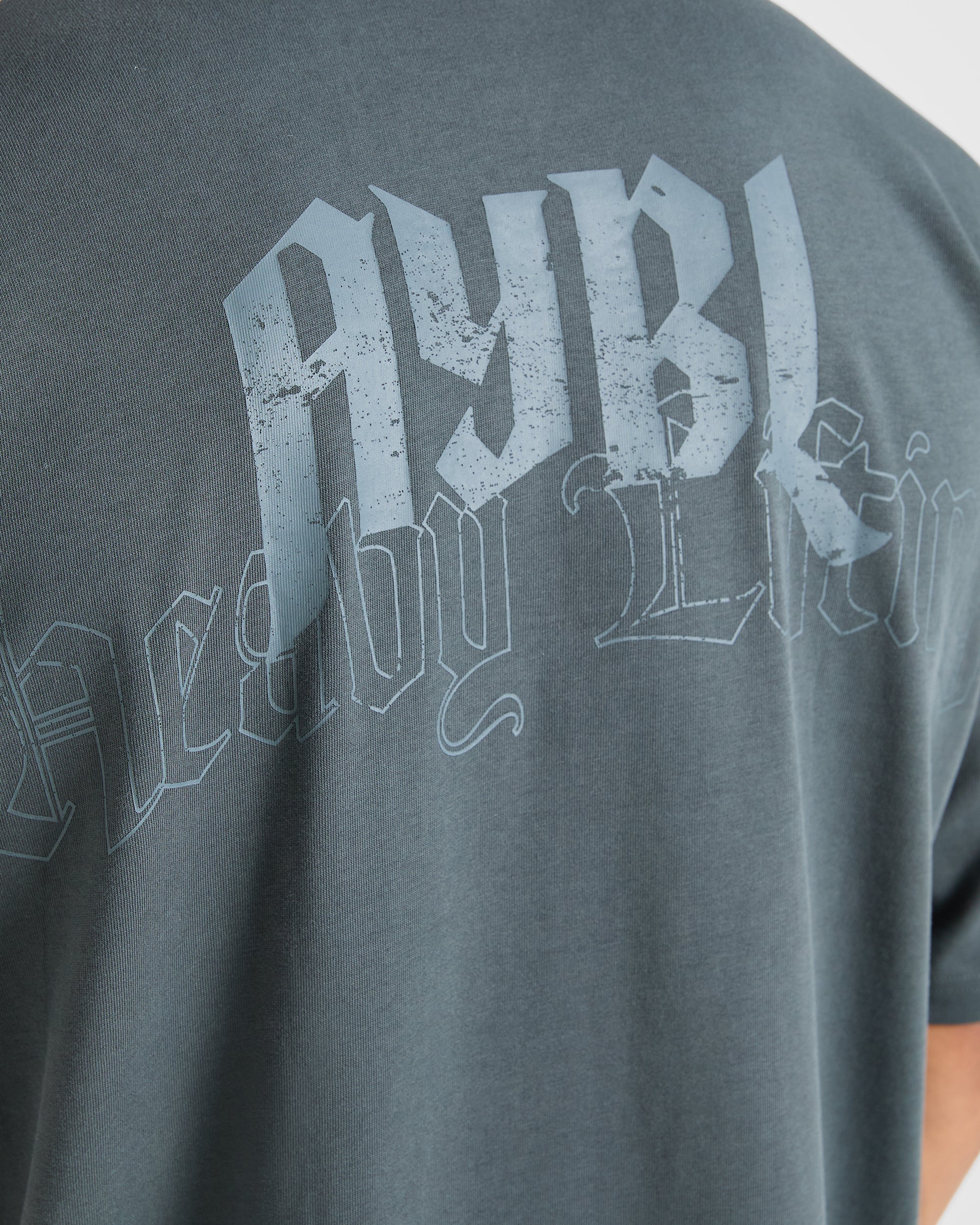 Heavy Lifting Gothic Oversized T Shirt - Iron Slate