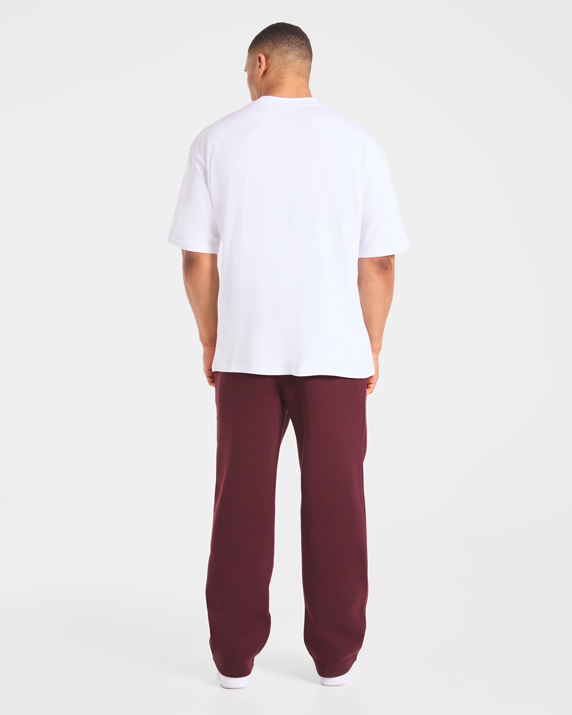 Essential Oversized Straight Leg Joggers - Burgundy Rouge