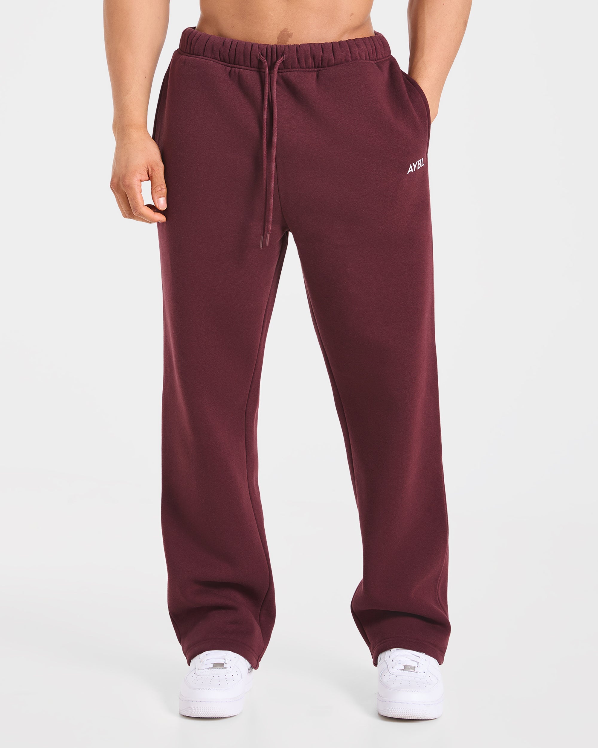 Essential Oversized Straight Leg Joggers - Burgundy Rouge