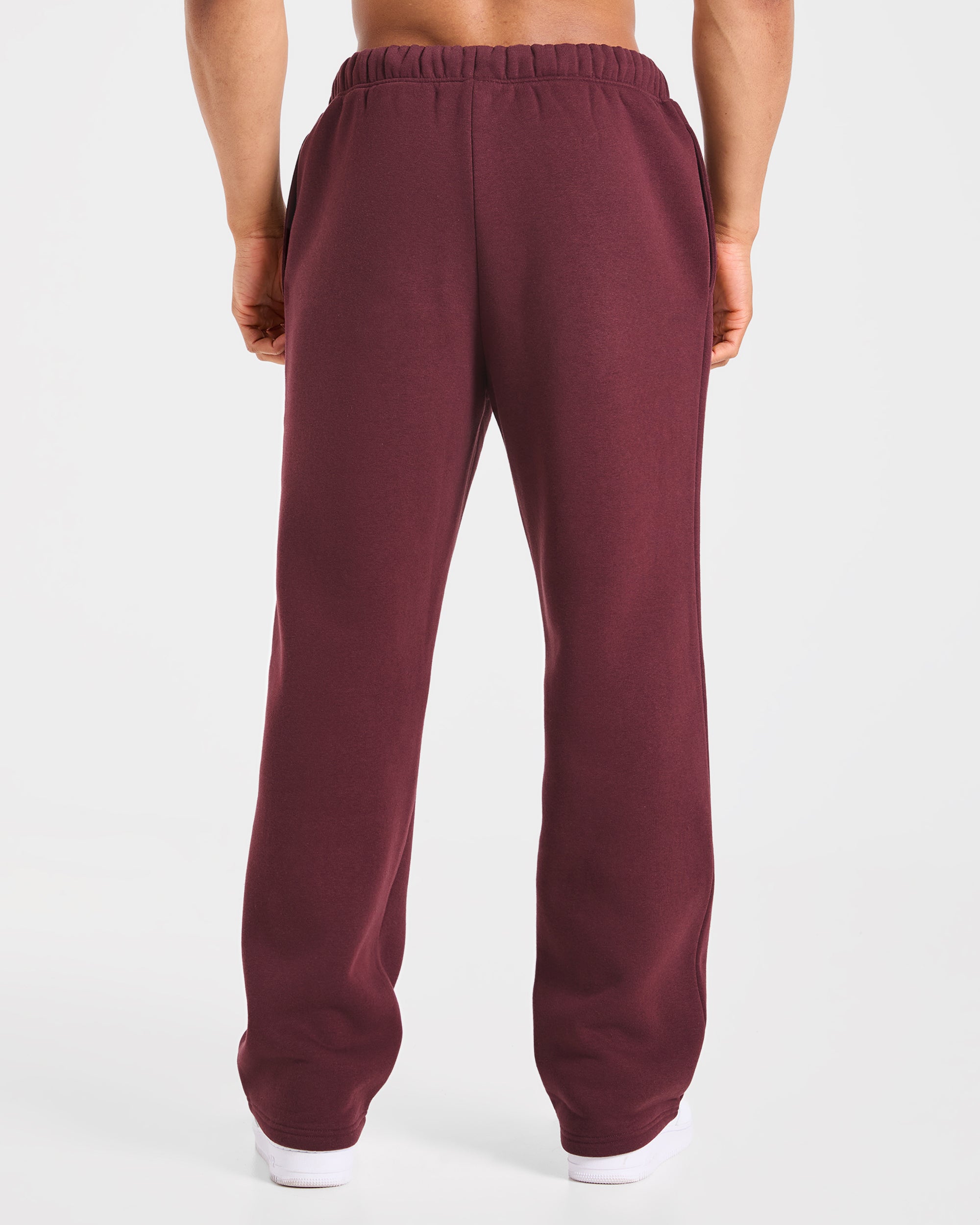 Essential Oversized Straight Leg Joggers - Burgundy Rouge