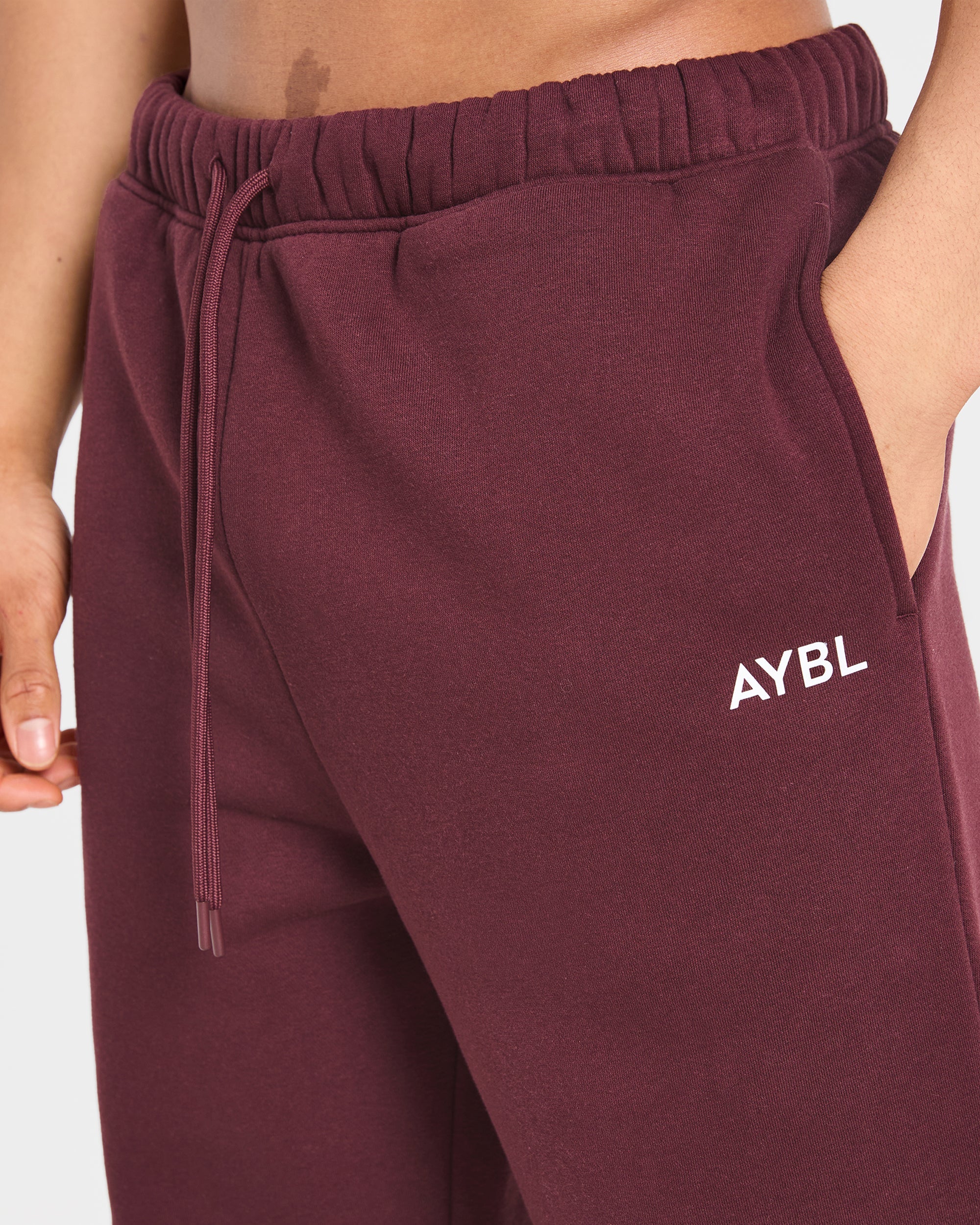 Essential Oversized Straight Leg Joggers - Burgundy Rouge