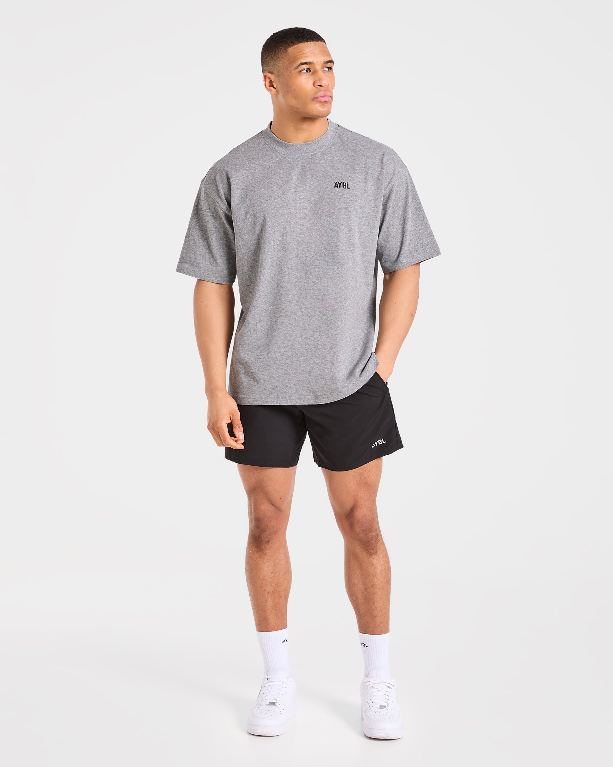 Gym Chalk Oversized T Shirt - Light Charcoal Marl
