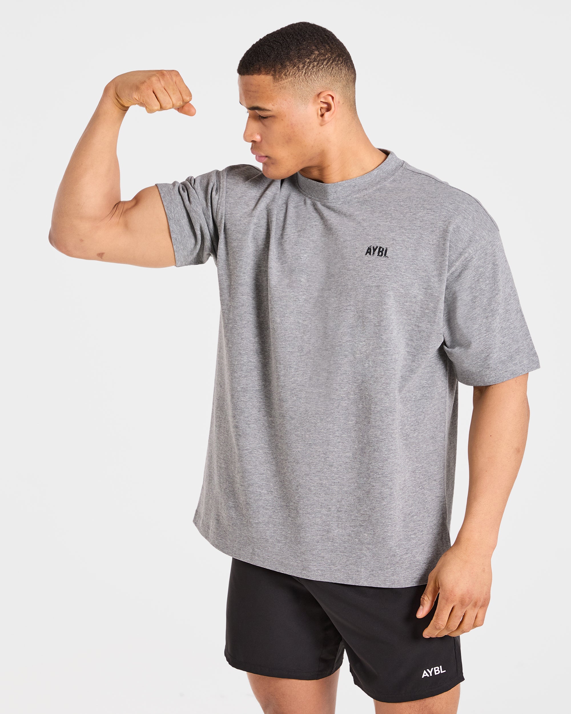 Gym Chalk Oversized T Shirt - Light Charcoal Marl
