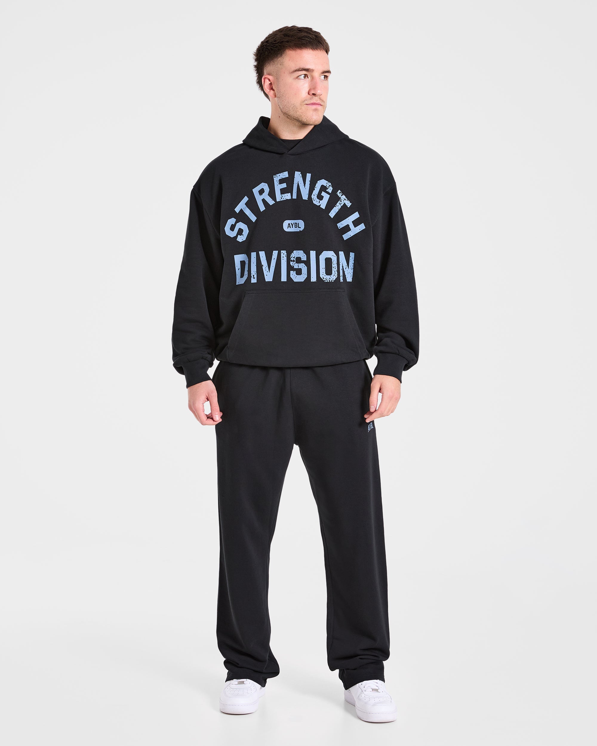 Strength Division Oversized Hoodie - Noir/Bleu