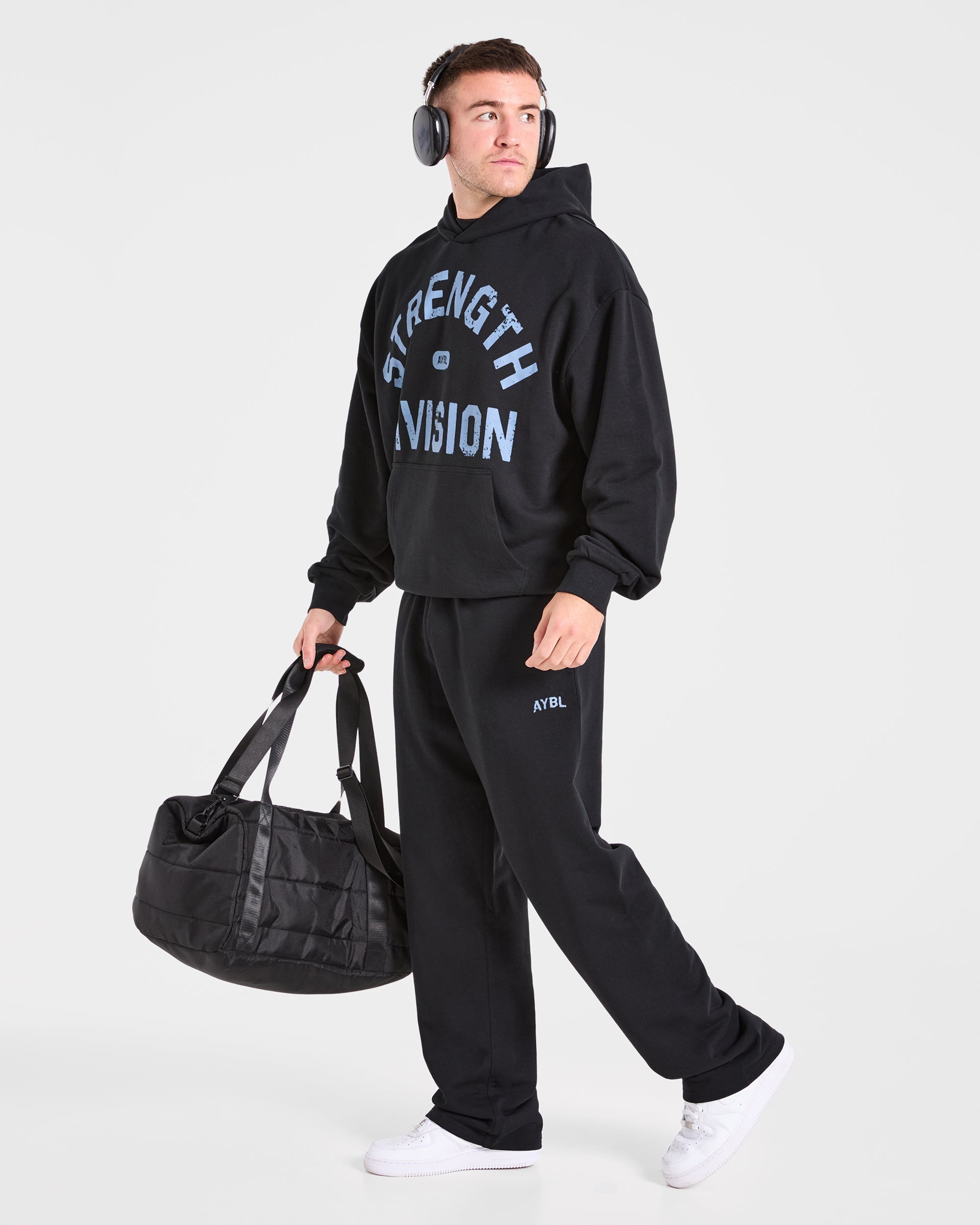 Strength Division Oversized Hoodie - Noir/Bleu