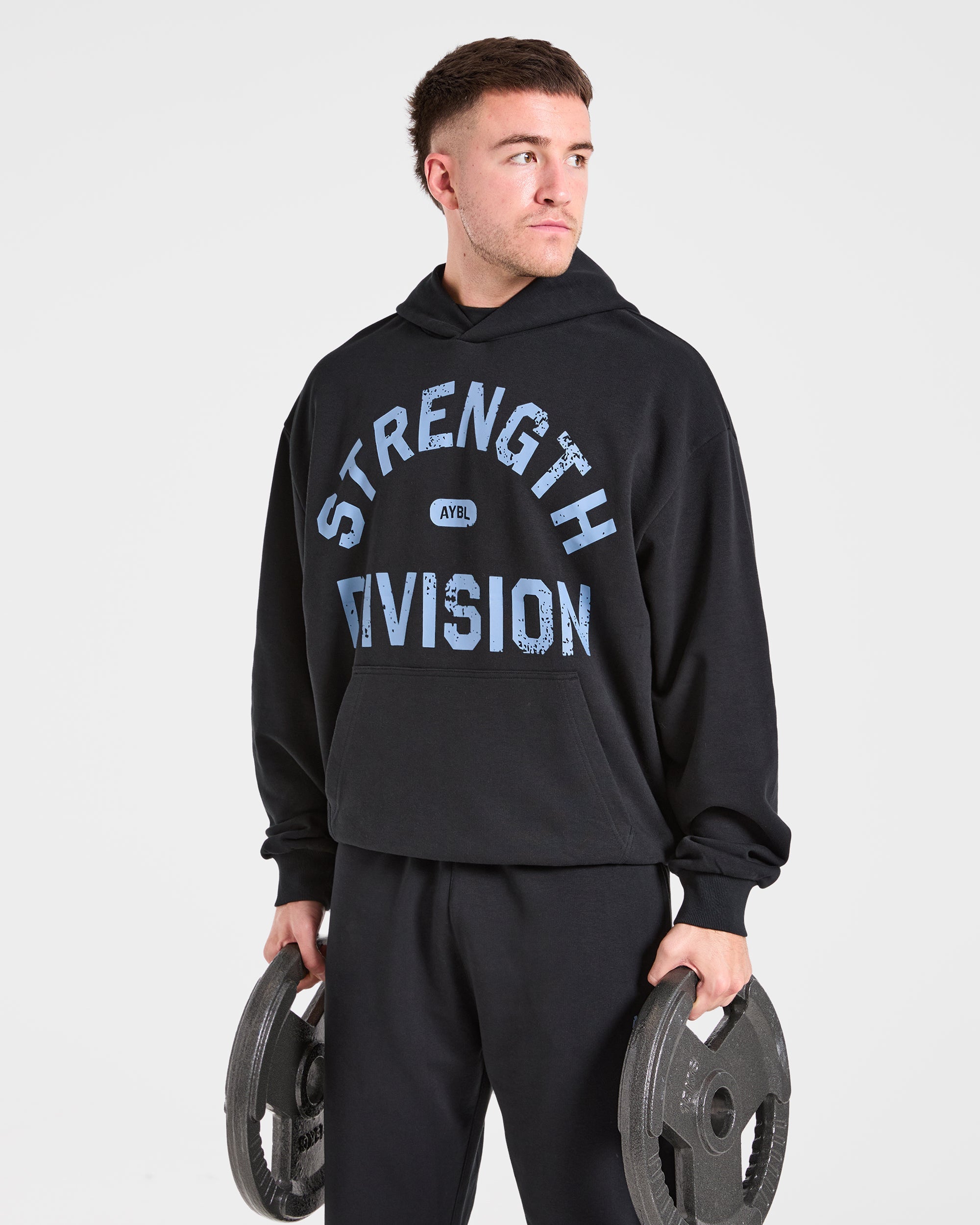 Strength Division Oversized Hoodie - Noir/Bleu