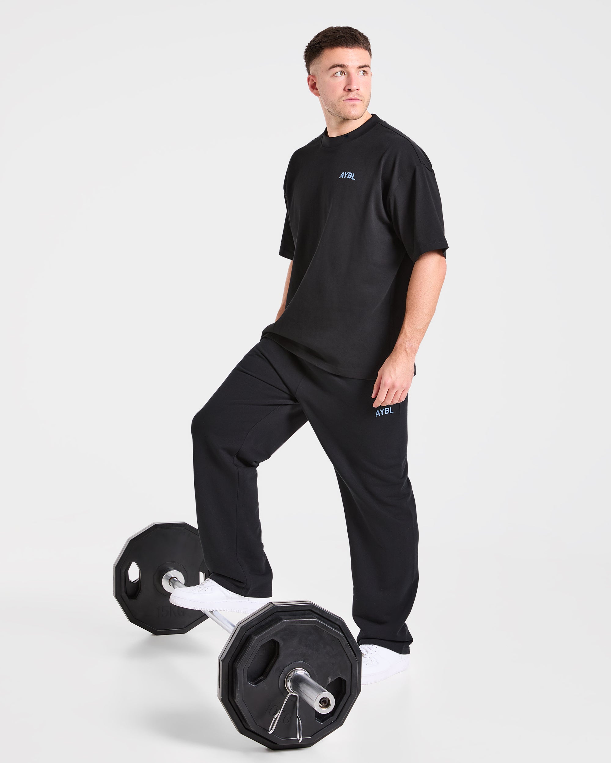 Strength Division Oversized Straight Leg Joggers - Noir/Bleu