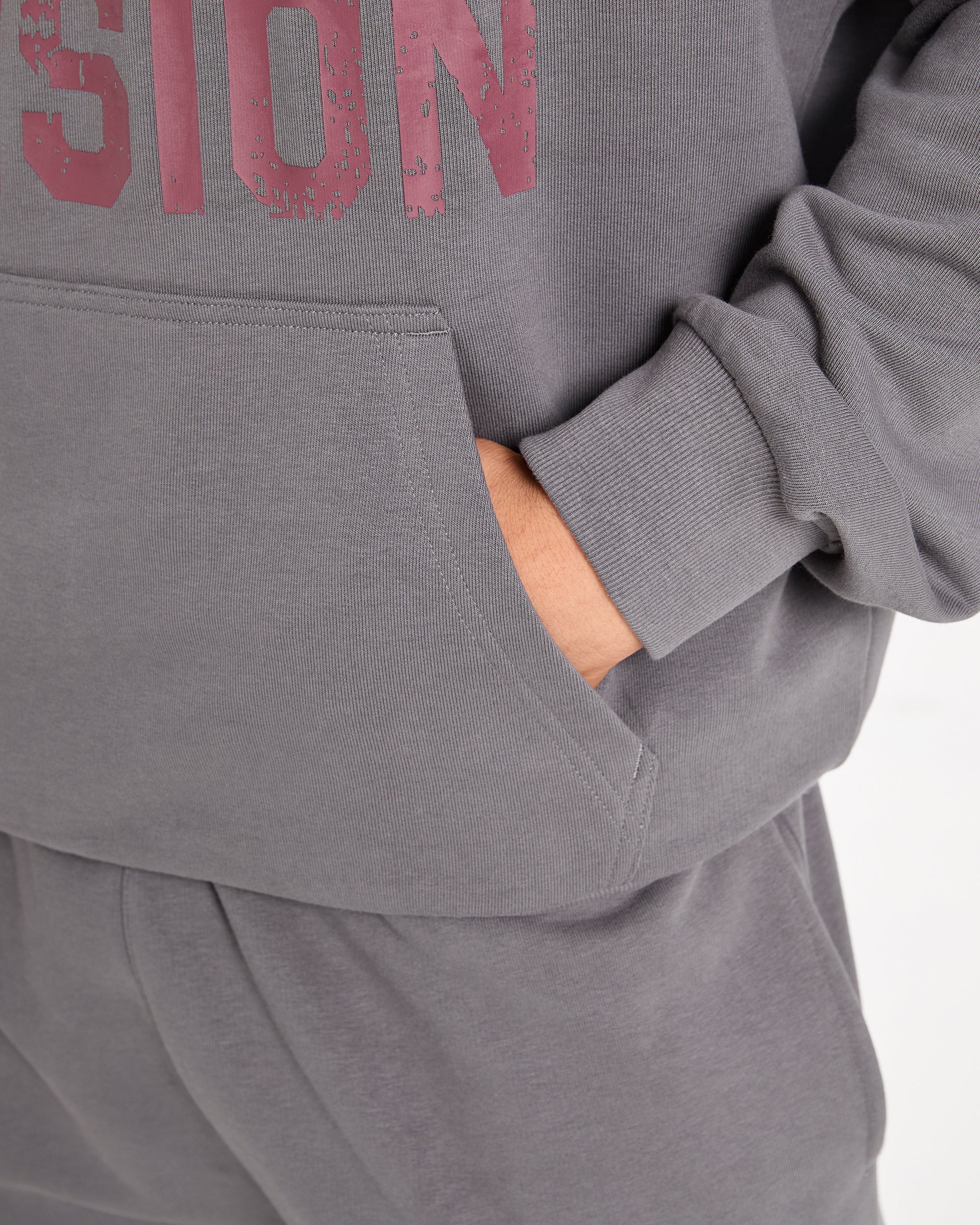 Strength Division Oversized Hoodie - Charcoal/Rouge