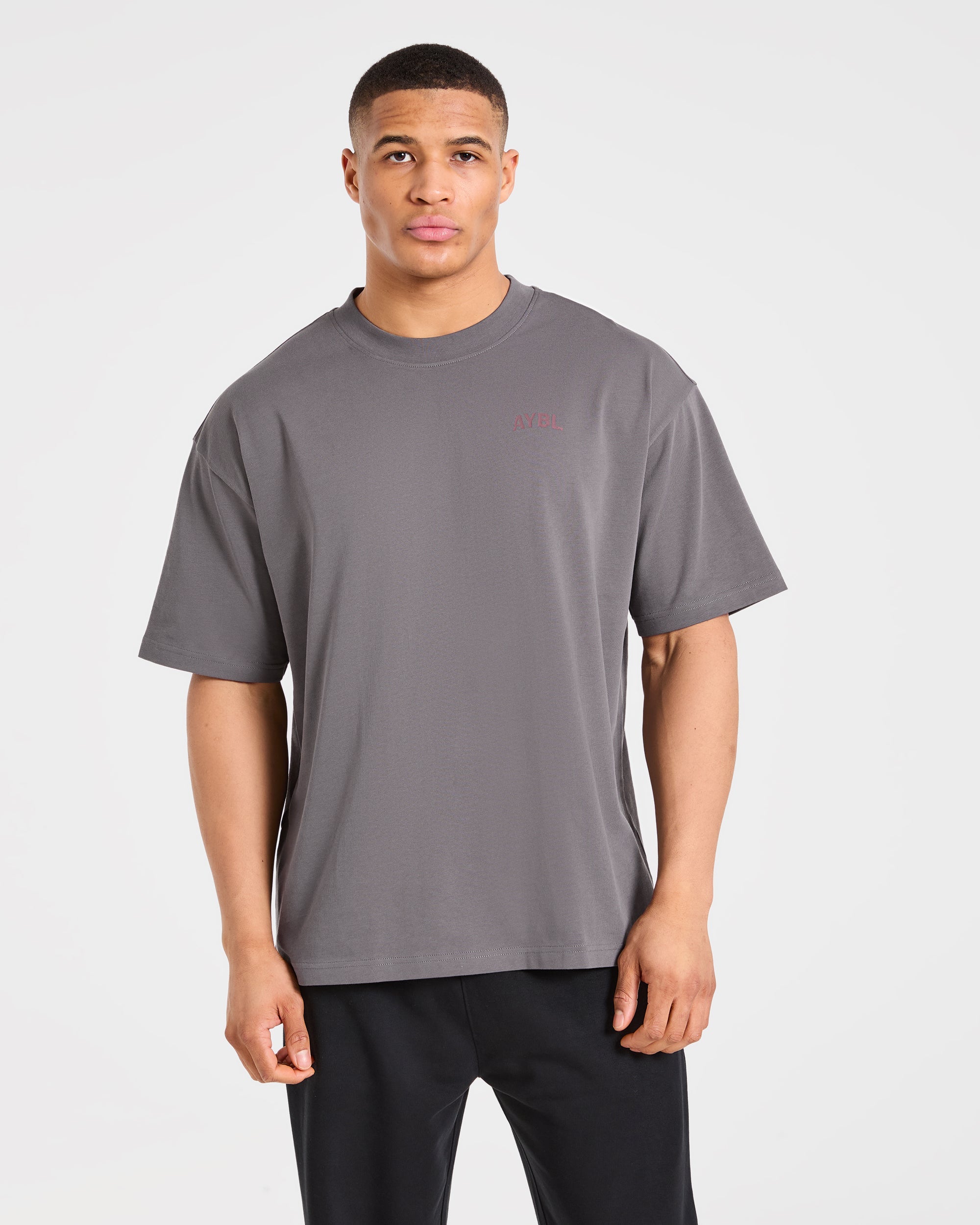 Strength Division Oversized T Shirt - Charcoal/Rouge
