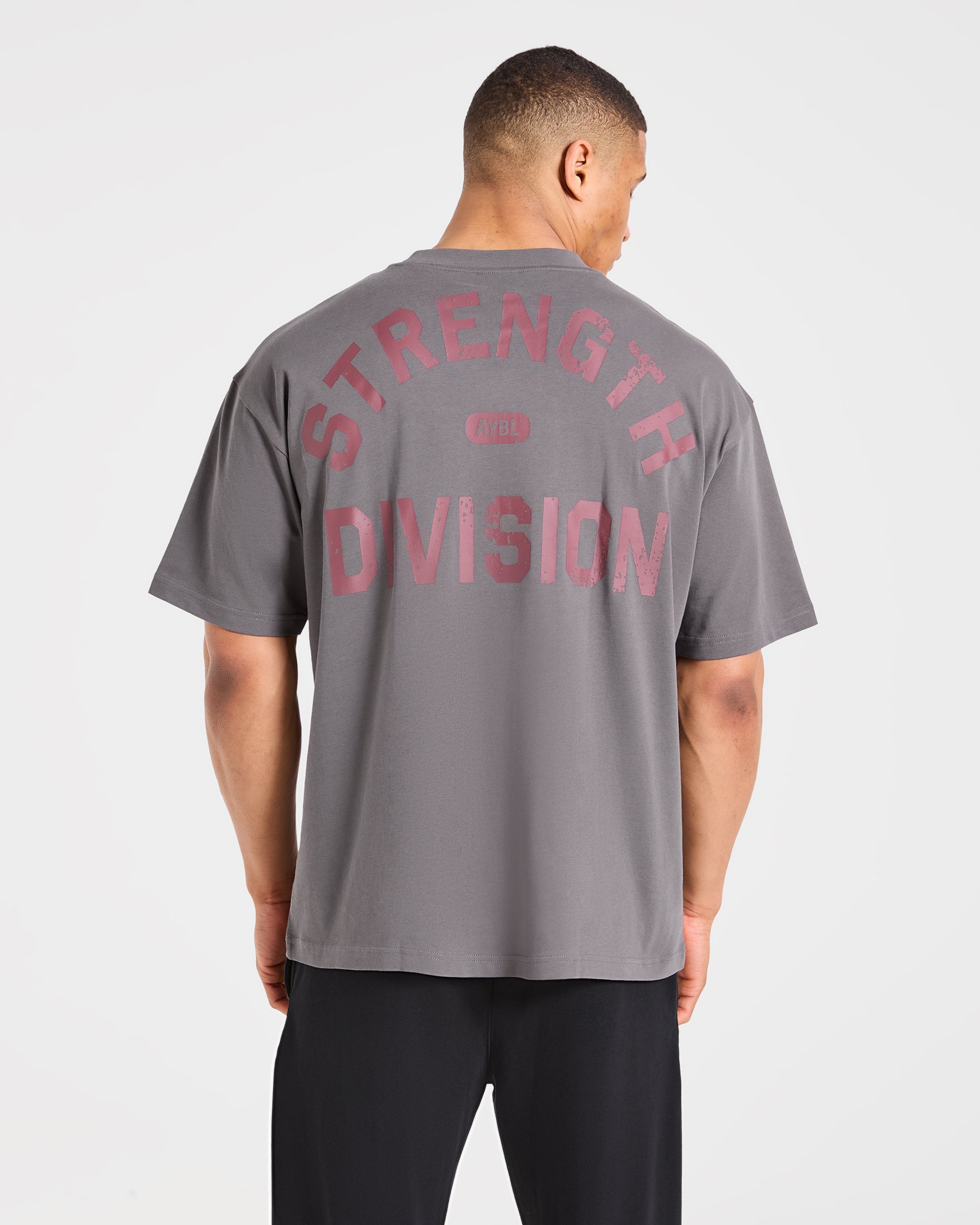 Strength Division Oversized T Shirt - Charcoal/Rouge