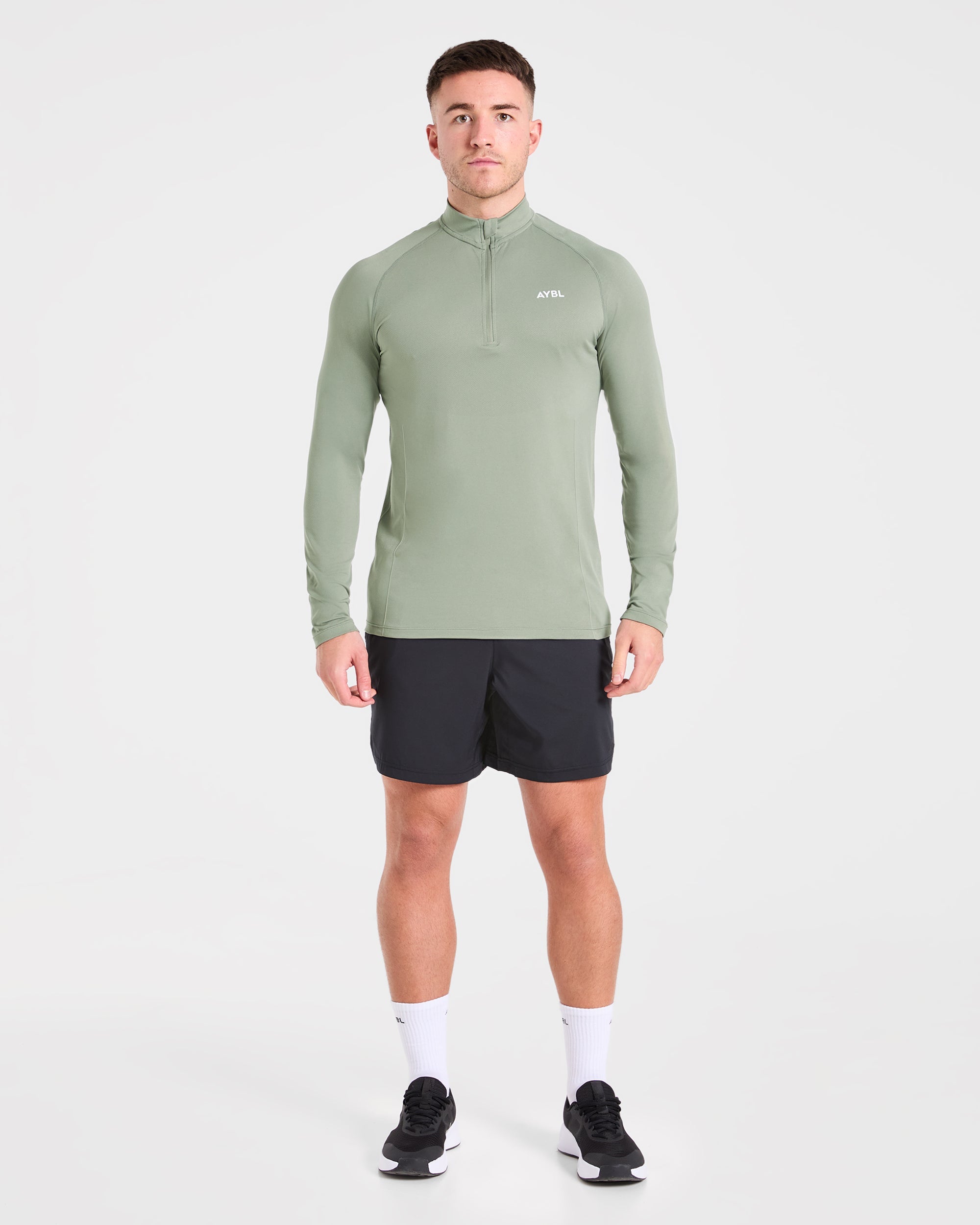 Essential Seamless 1/4 Zip Pullover  - Olive