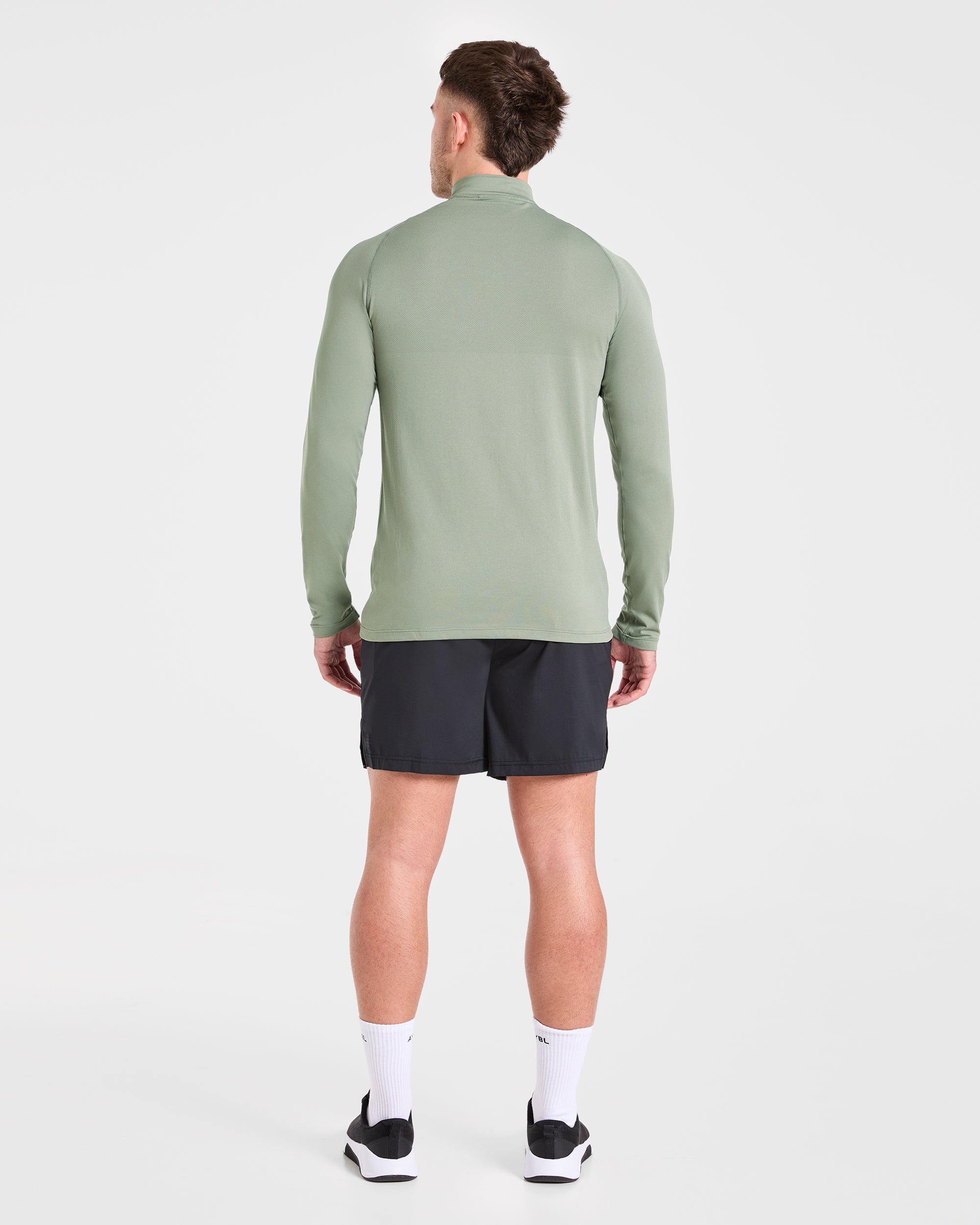 Essential Seamless 1/4 Zip Pullover  - Olive