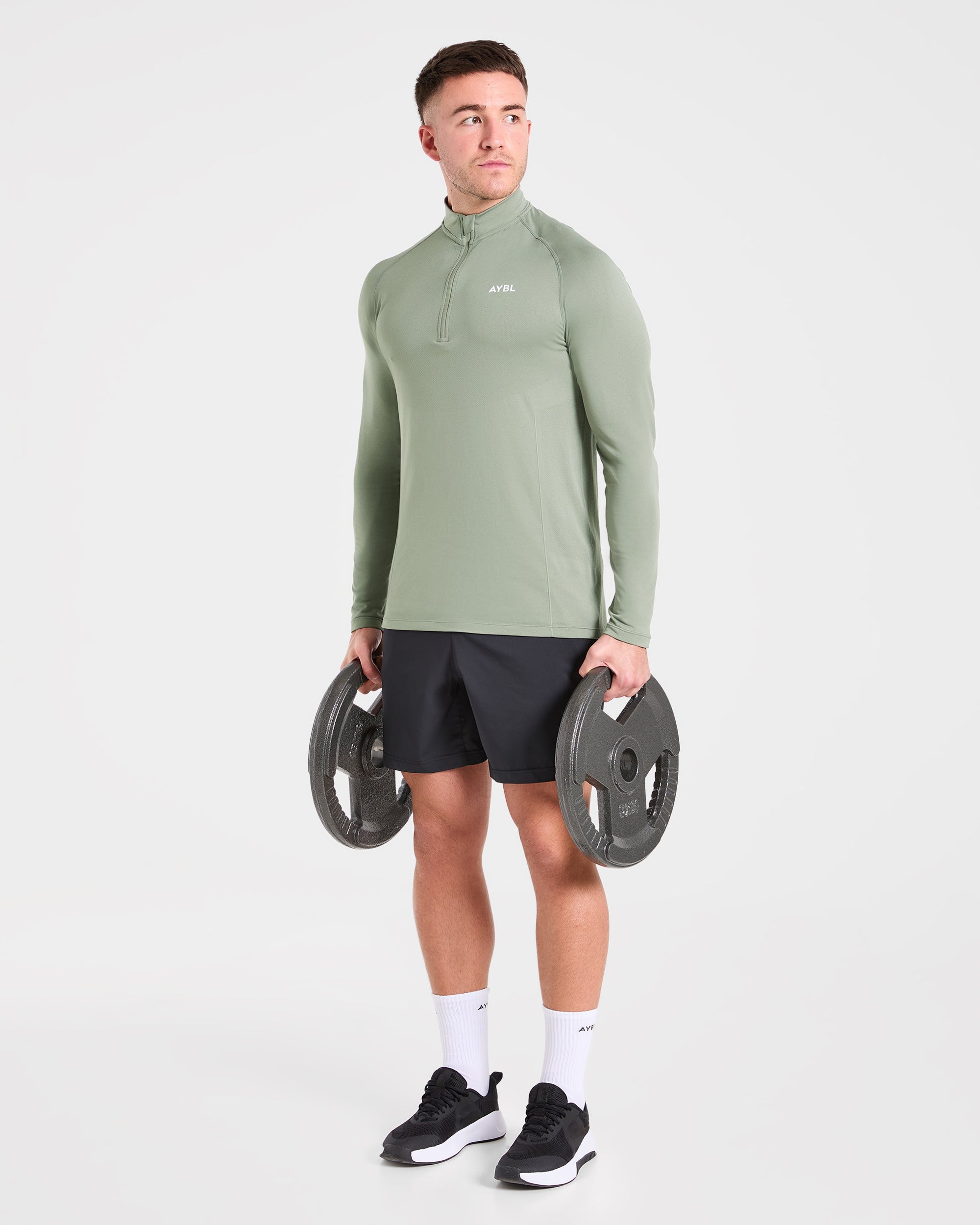 Essential Seamless 1/4 Zip Pullover  - Olive
