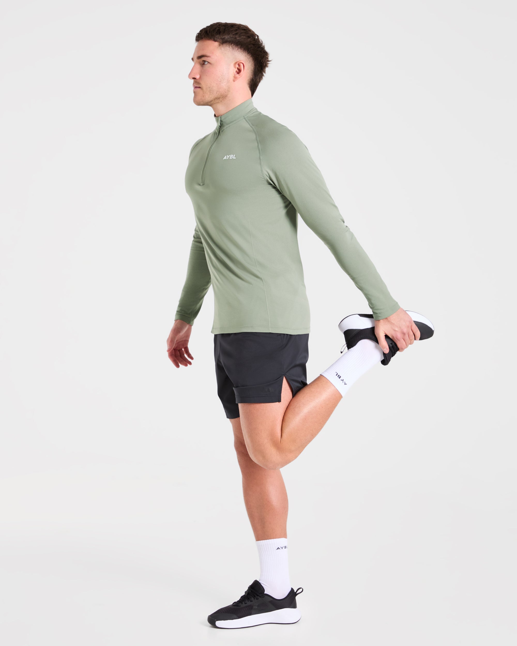 Essential Seamless 1/4 Zip Pullover  - Olive