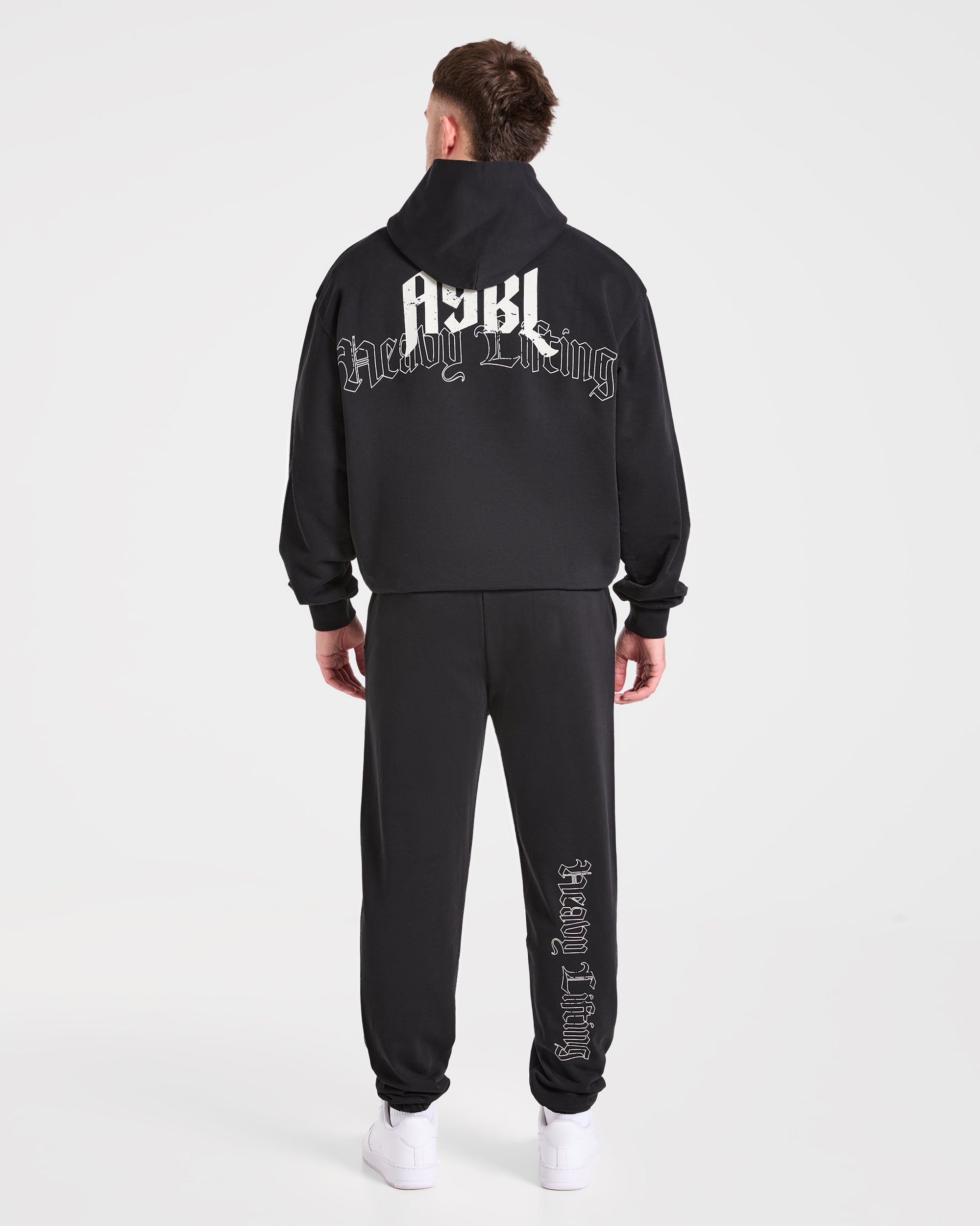 Heavy Lifting Gothic Oversized Hoodie - Noir/Off Blanc
