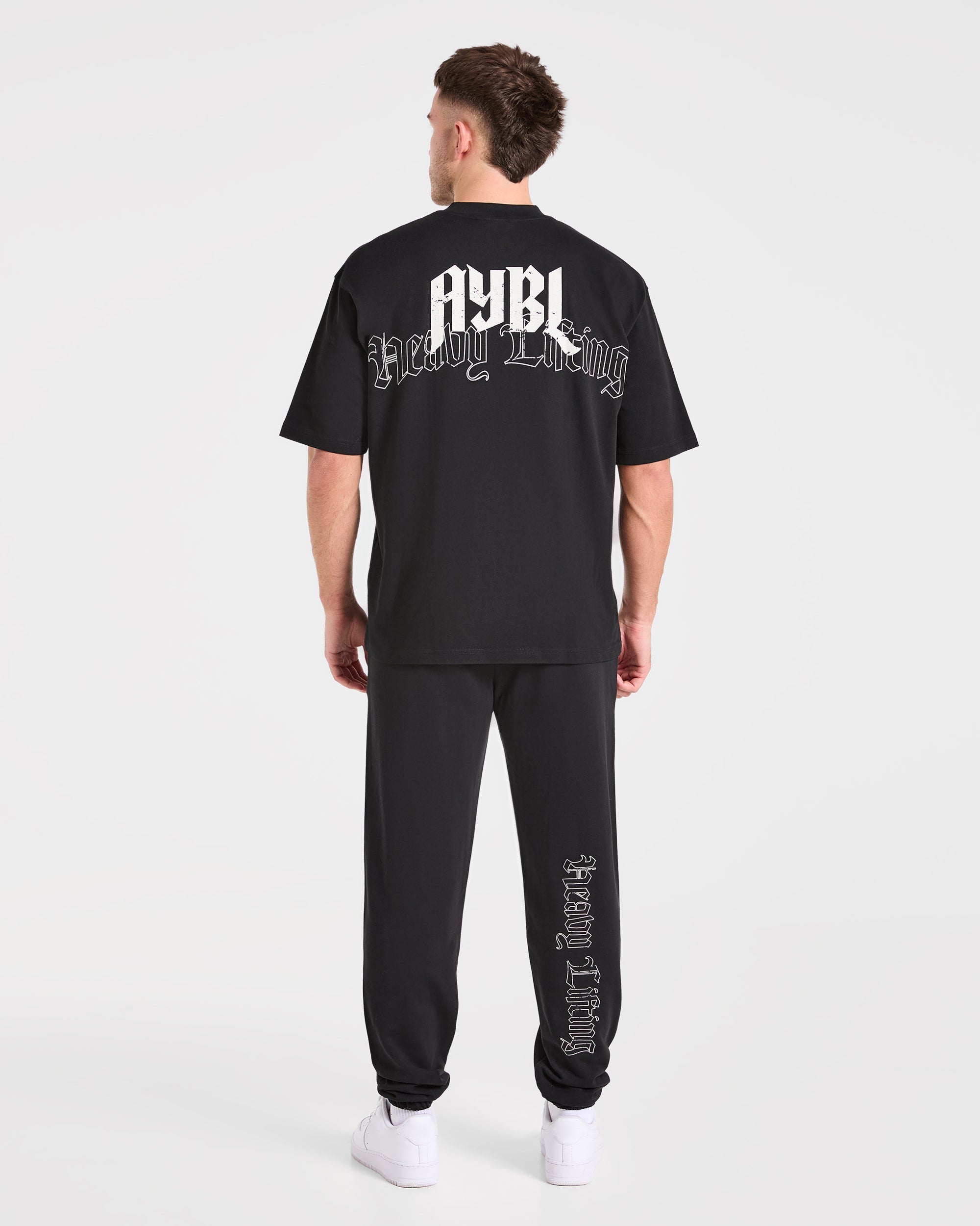 Heavy Lifting Gothic Oversized T Shirt - Noir/Off Blanc