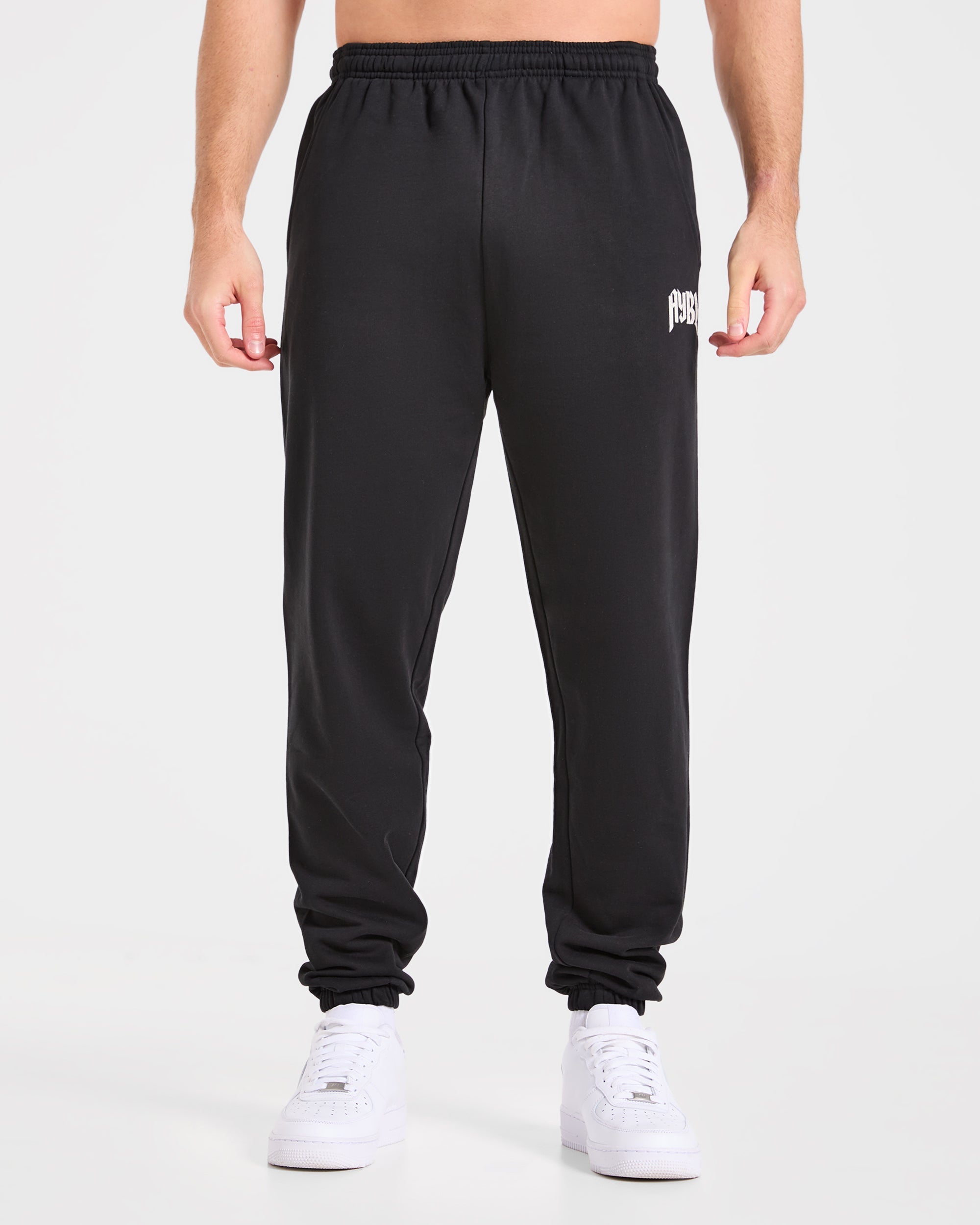 Heavy Lifting Gothic Oversized Joggers - Noir/Off Blanc