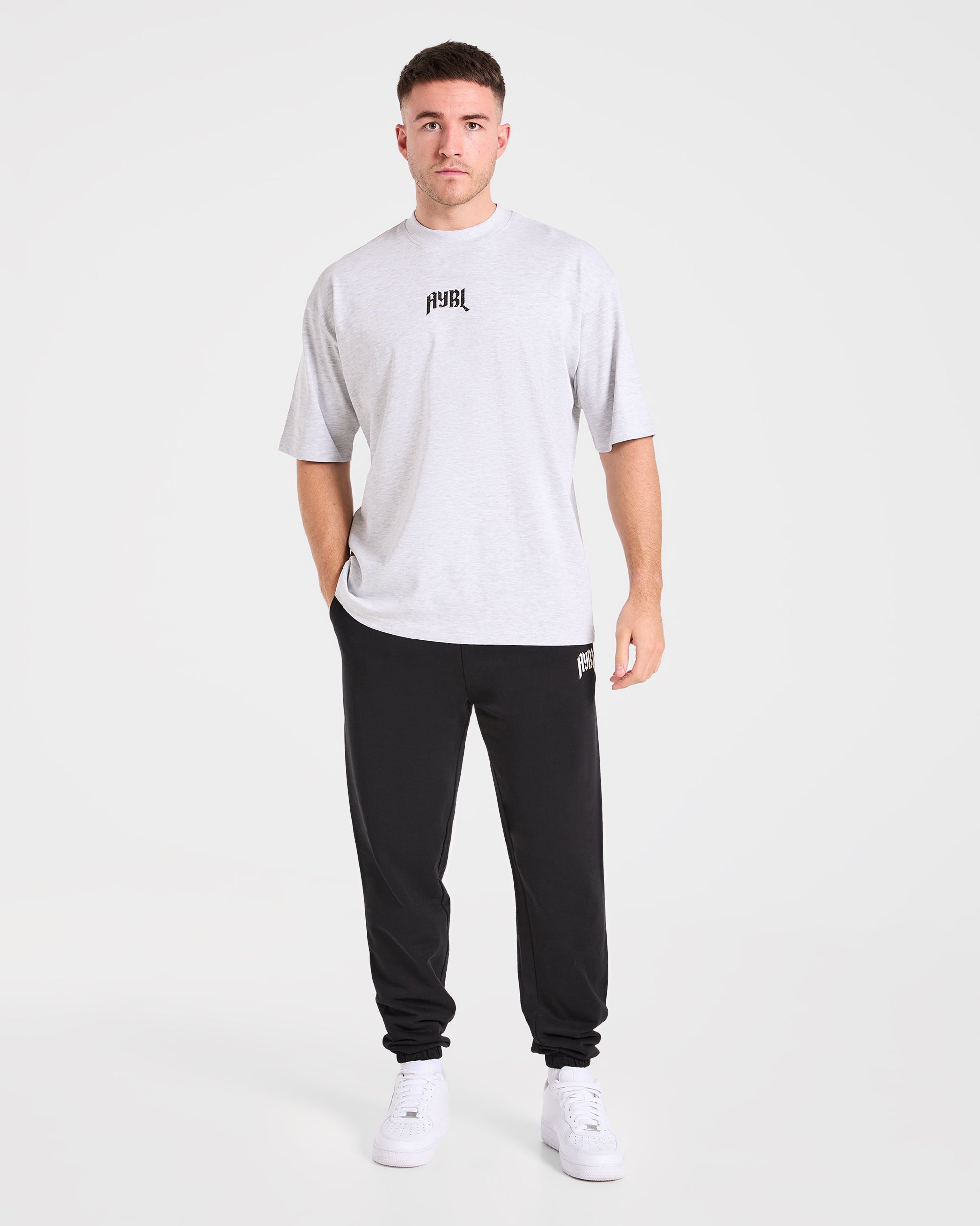 Heavy Lifting Gothic Oversized T Shirt - Gris Marl