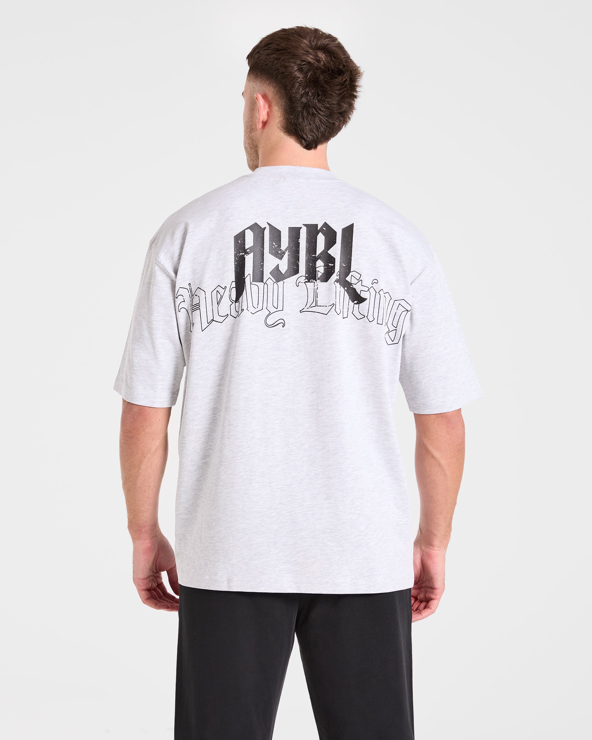Heavy Lifting Gothic Oversized T Shirt - Gris Marl