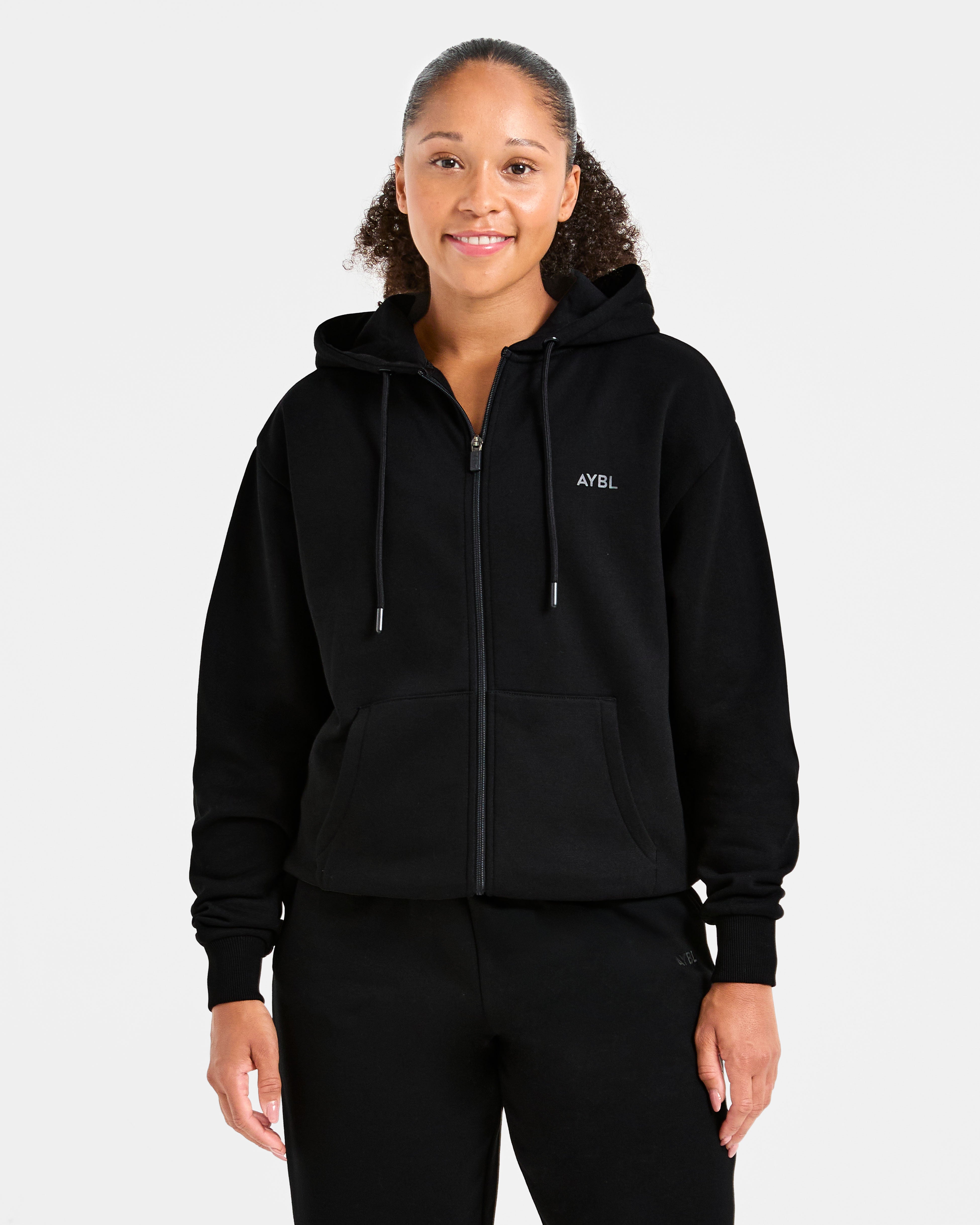 Lifestyle Oversized Zip Up Hoodie - Noir