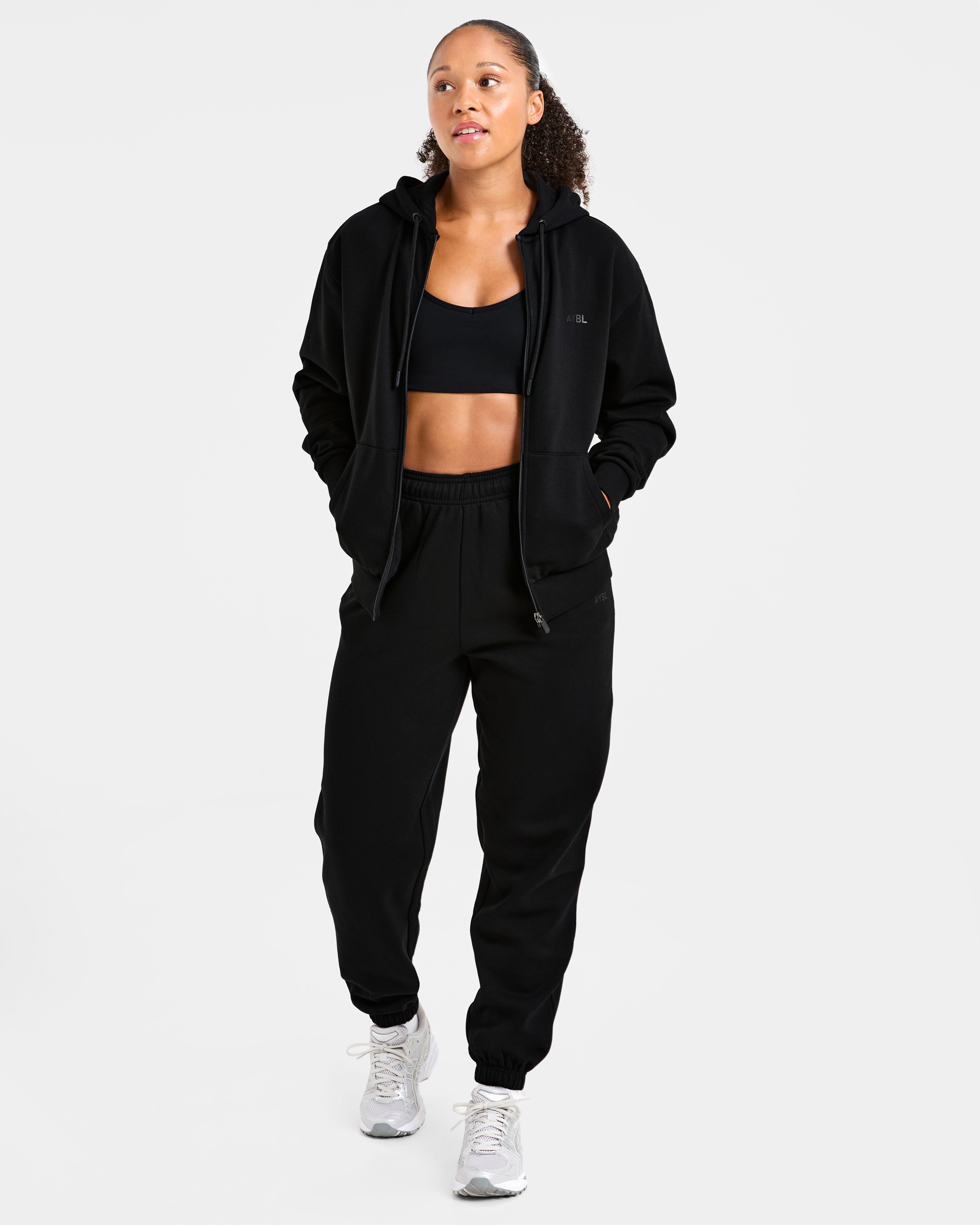 Lifestyle Oversized Zip Up Hoodie - Noir