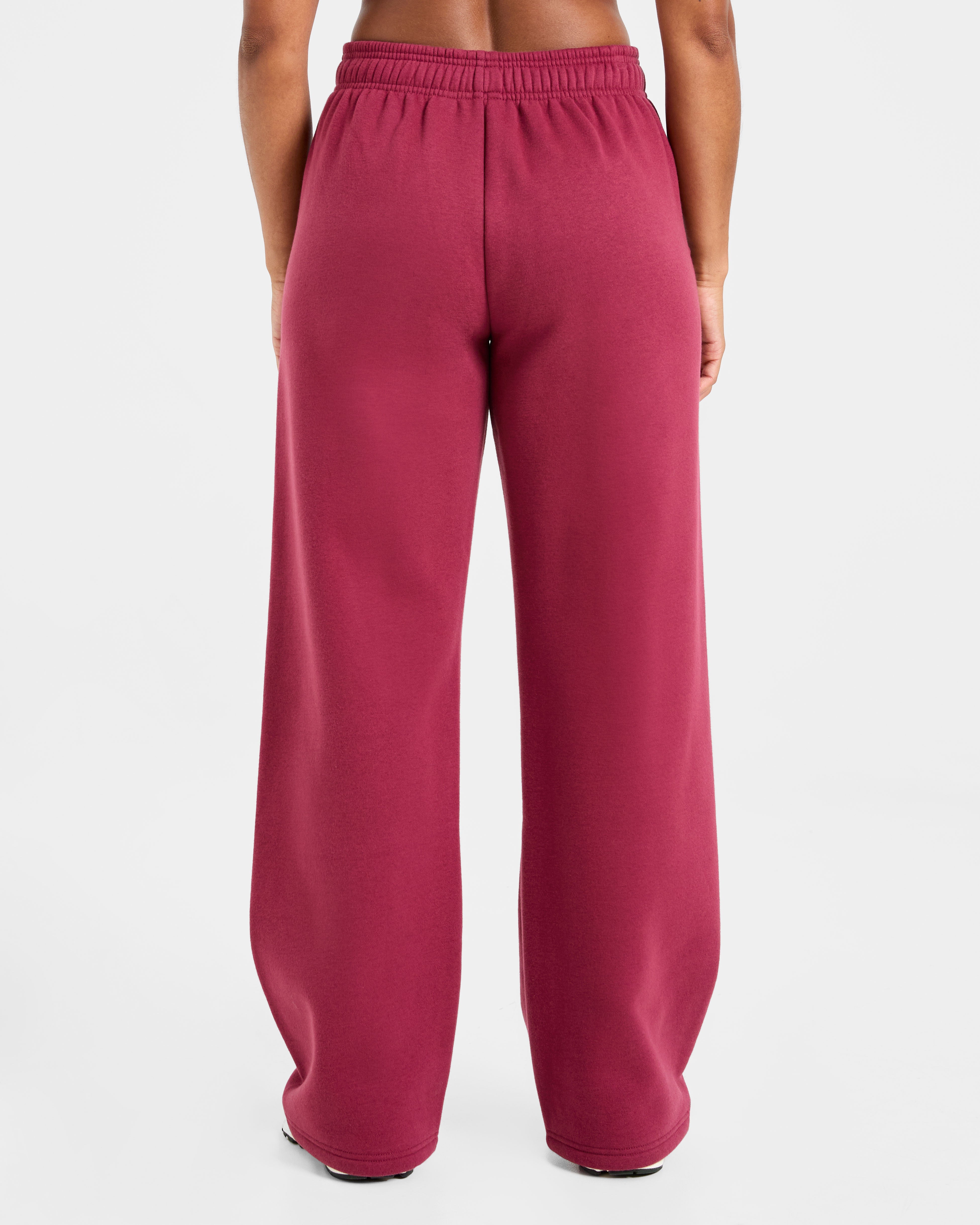 Classic Plush Oversized Straight Leg Joggers - Muted Raspberry