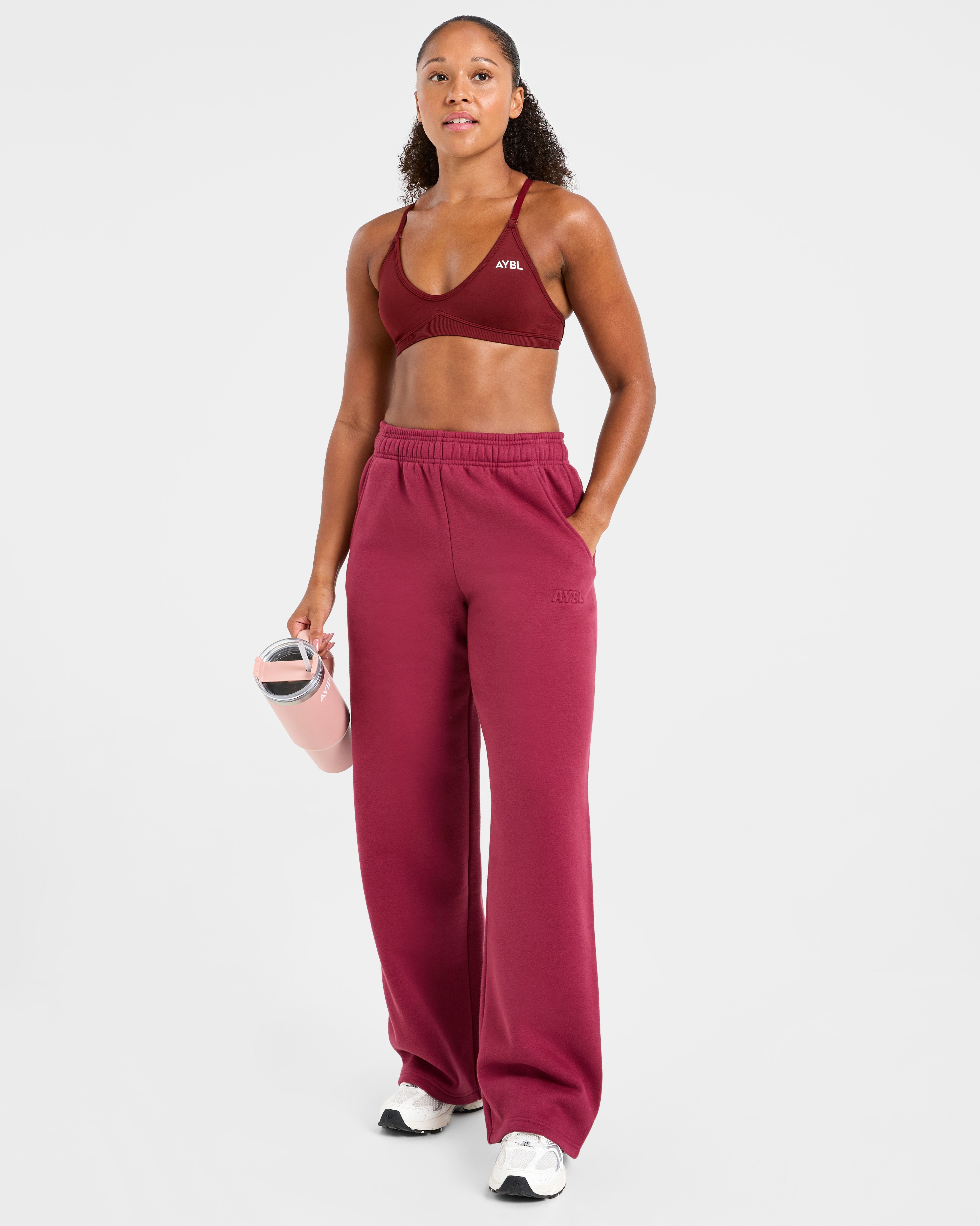 Classic Plush Oversized Straight Leg Joggers - Muted Raspberry