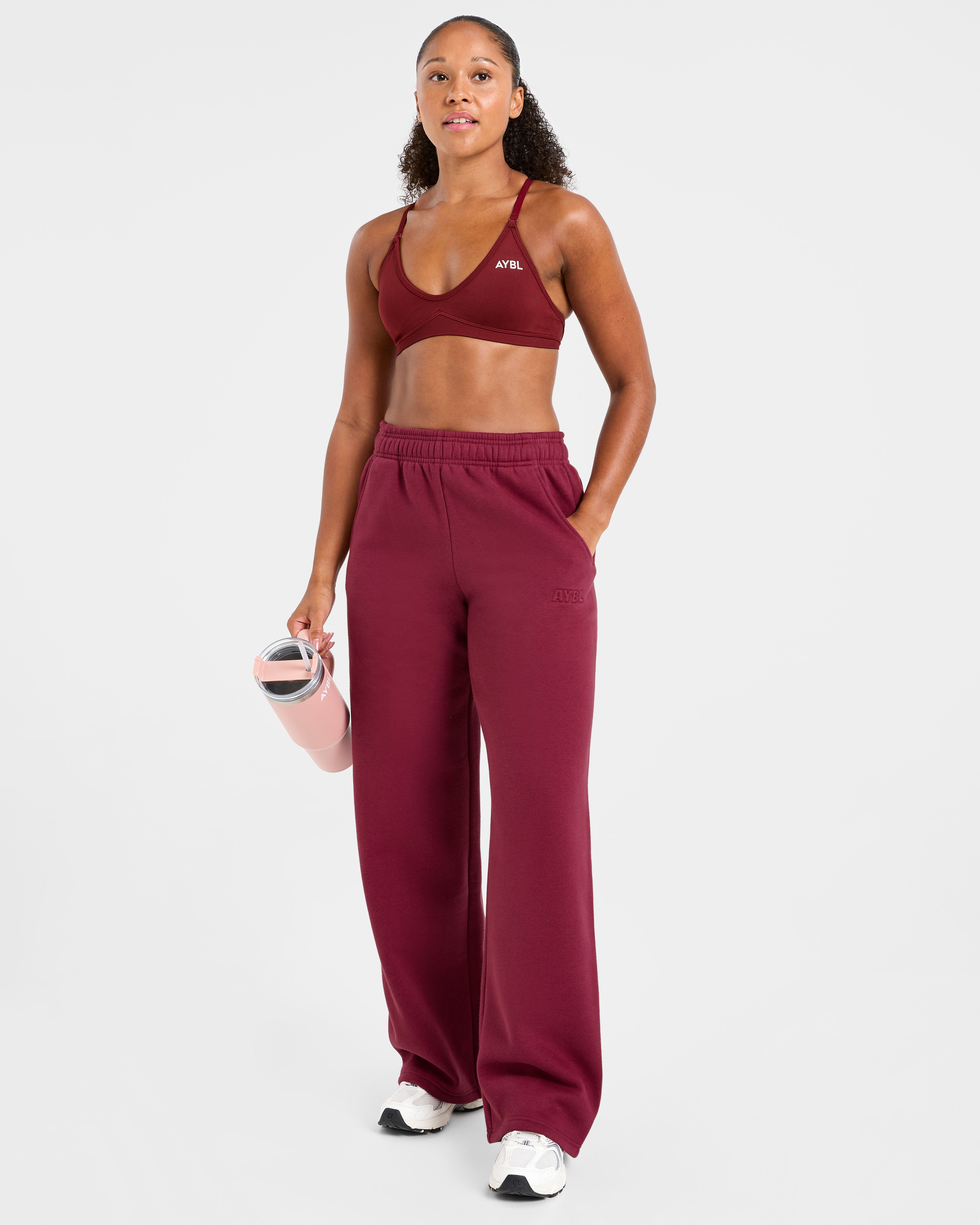Classic Plush Oversized Straight Leg Joggers - Muted Raspberry