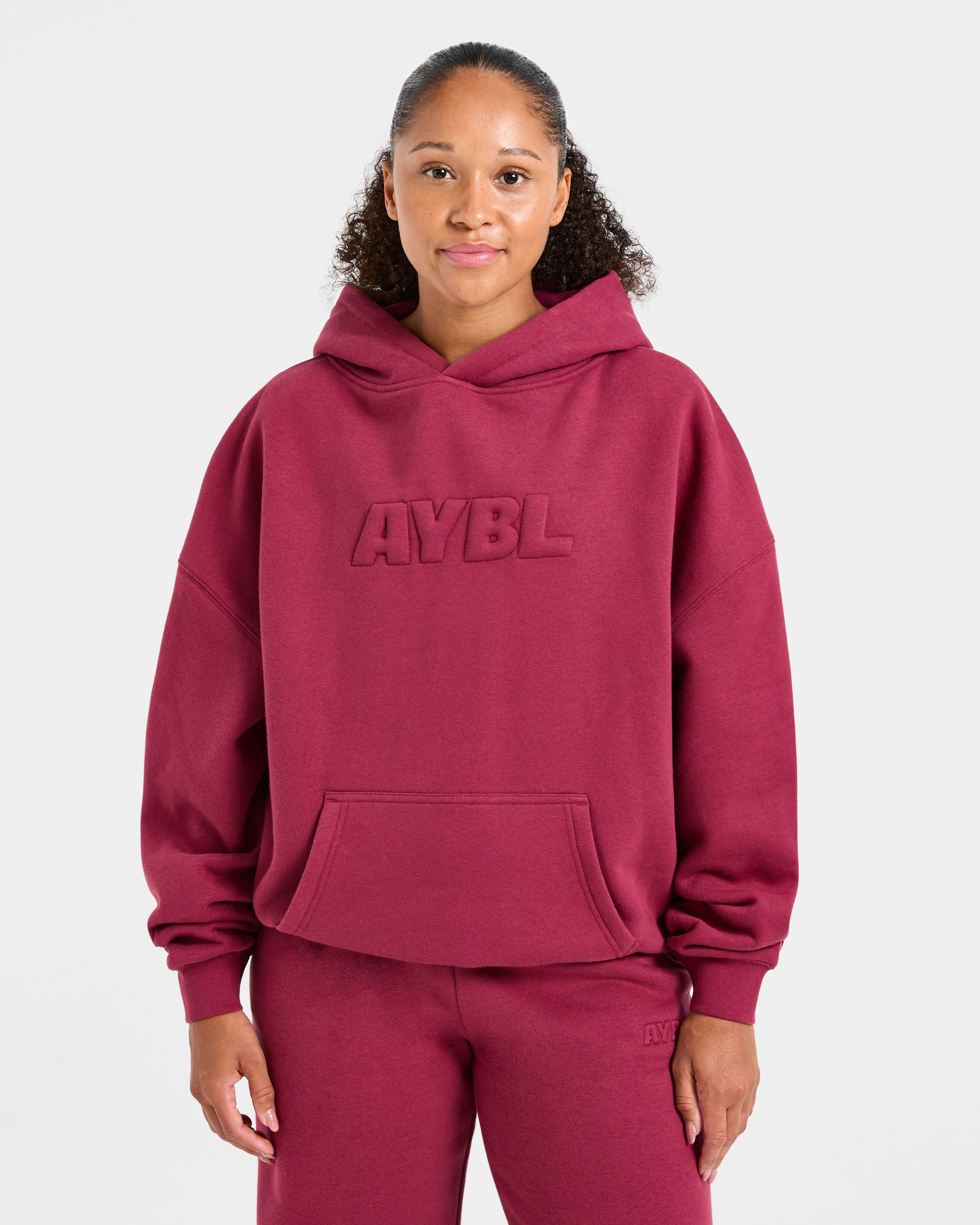 Classic Plush Oversized Hoodie - Muted Raspberry