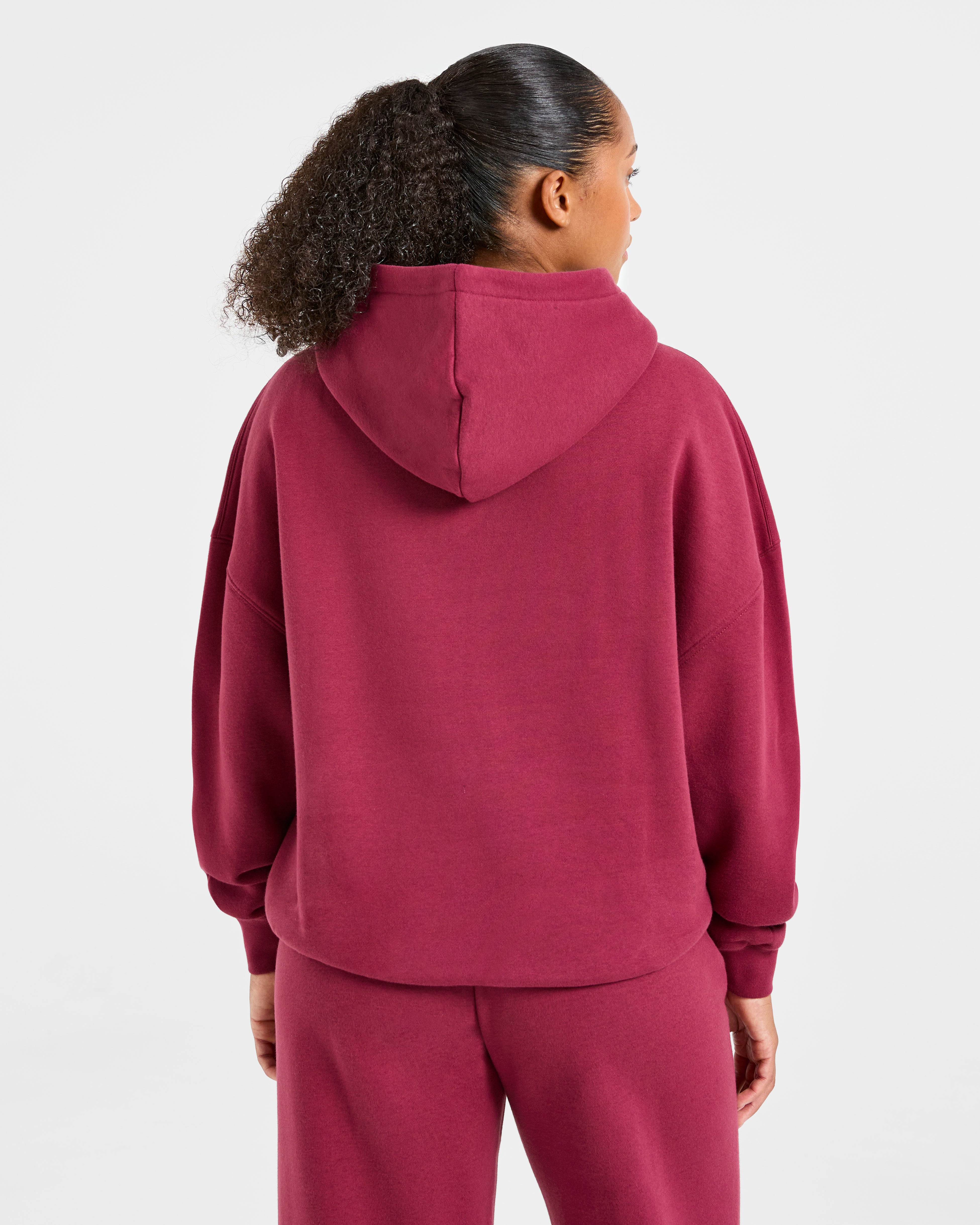 Classic Plush Oversized Hoodie - Muted Raspberry