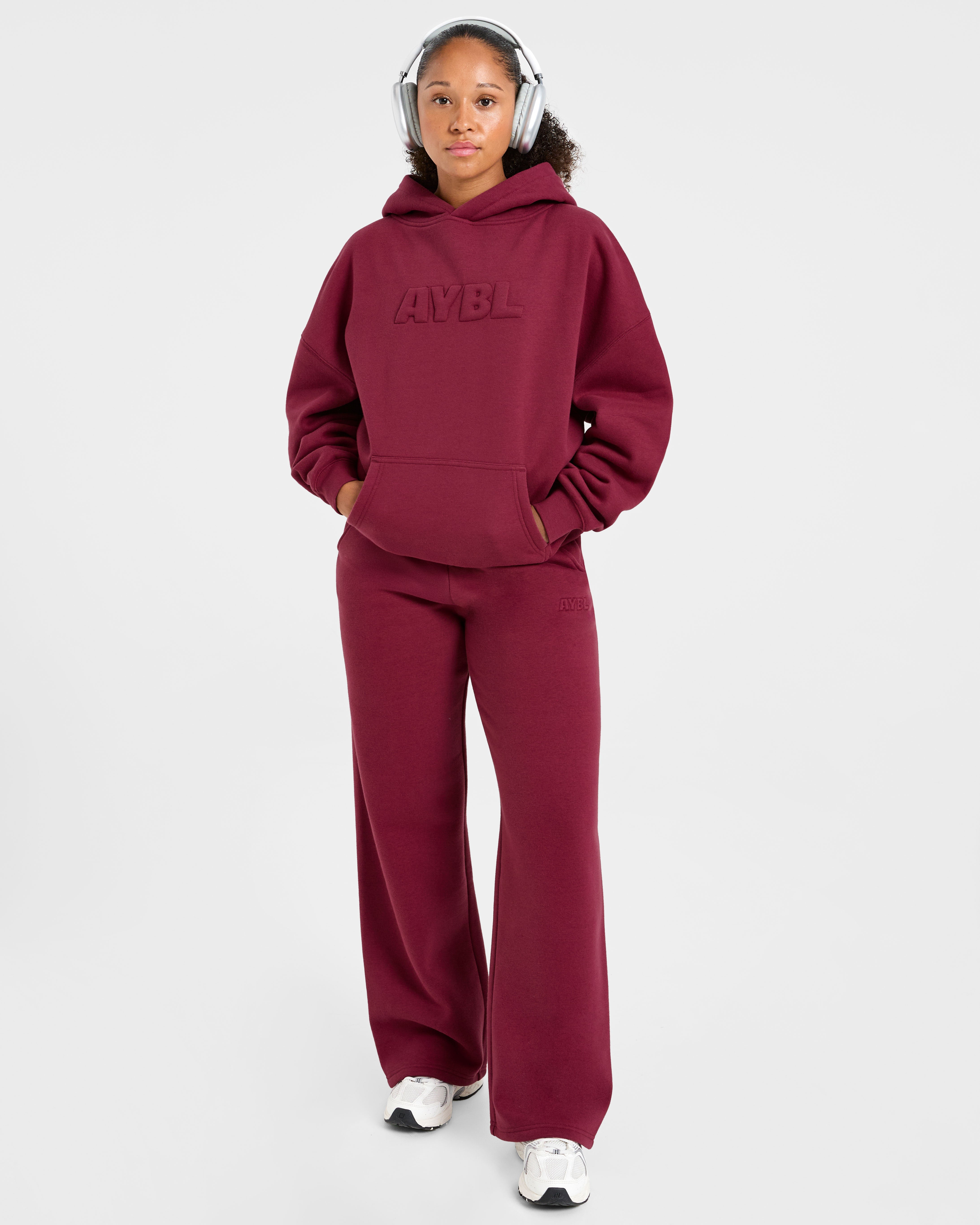 Classic Plush Oversized Straight Leg Joggers - Muted Raspberry