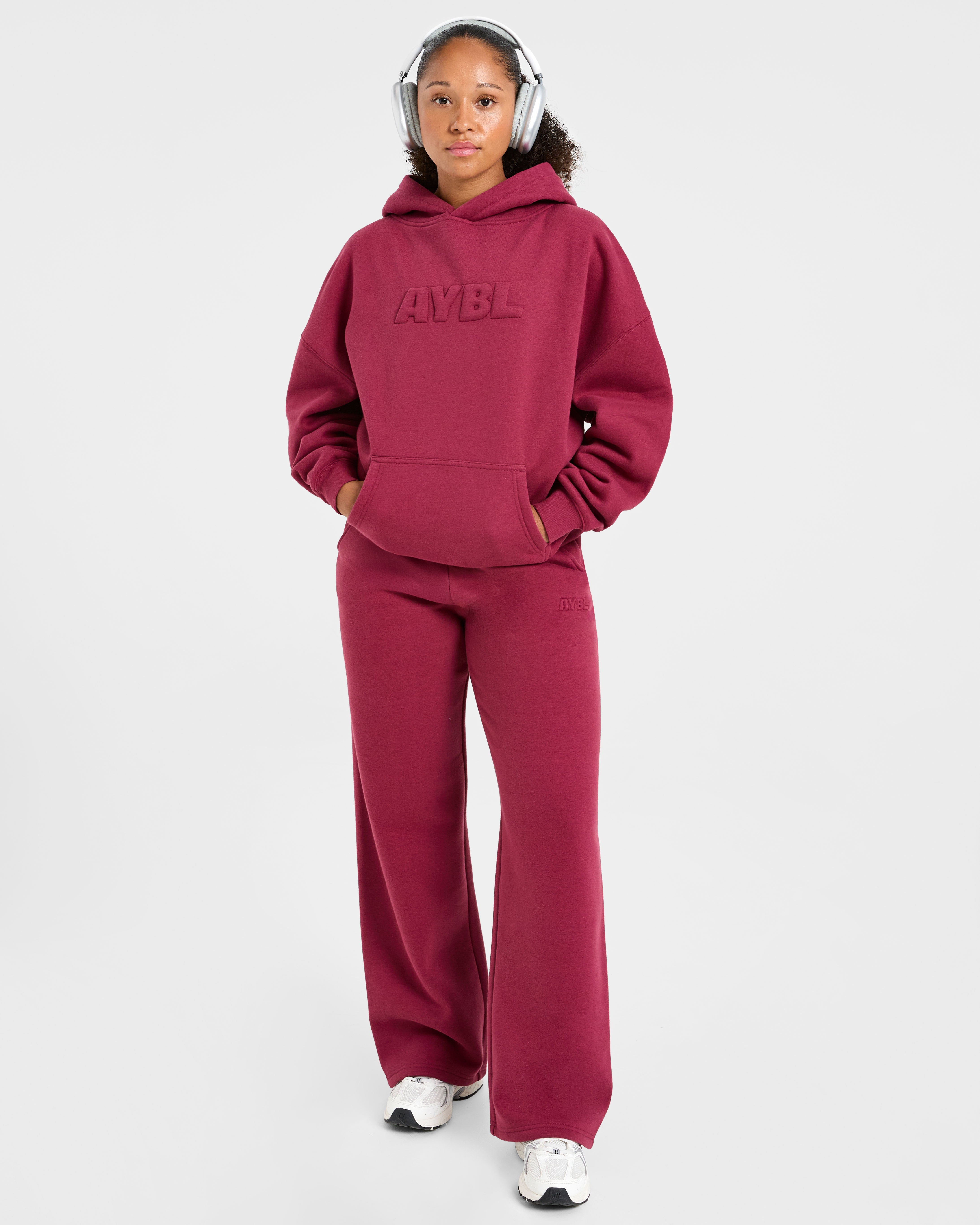 Classic Plush Oversized Hoodie - Muted Raspberry