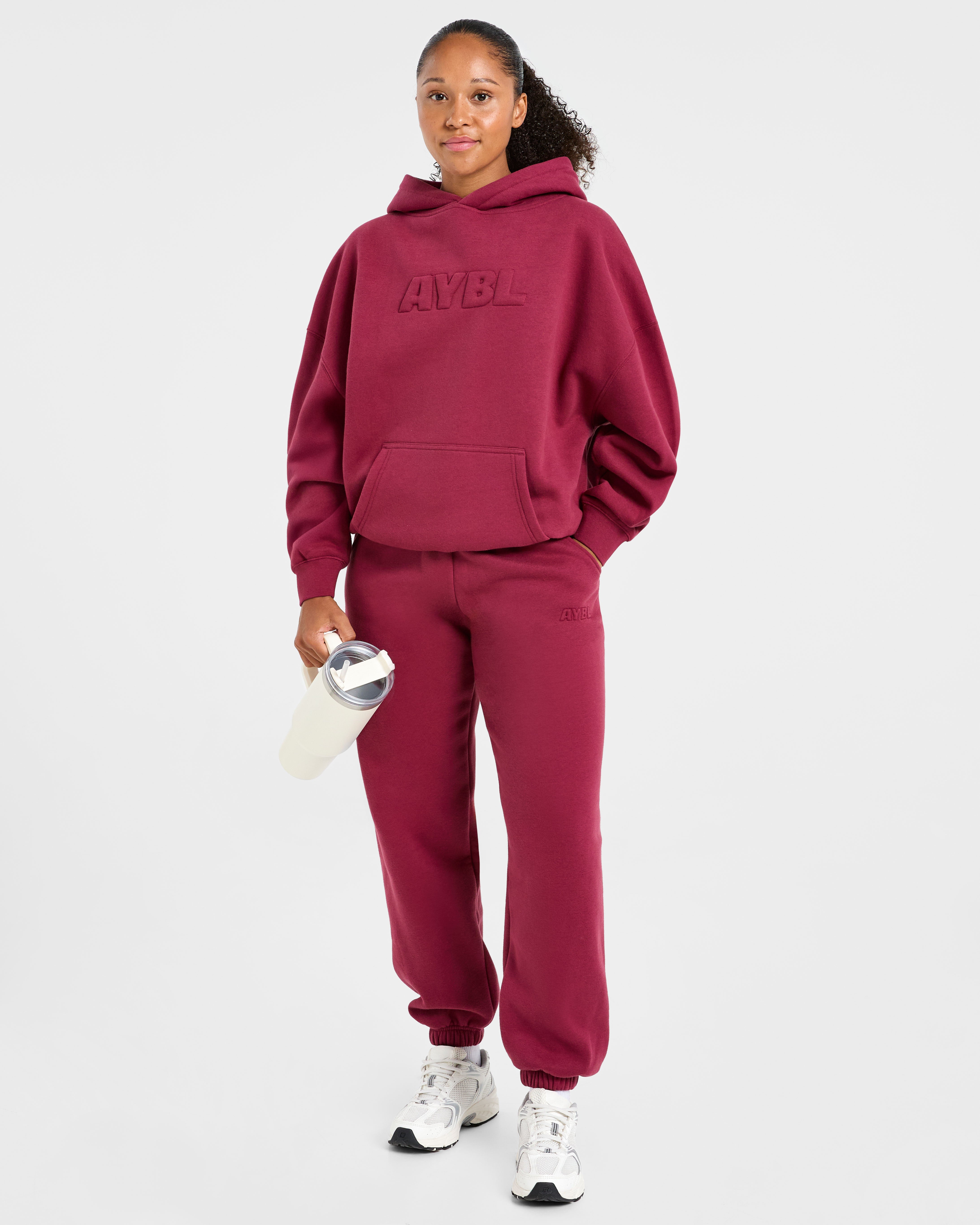 Classic Plush Oversized Joggers - Muted Raspberry
