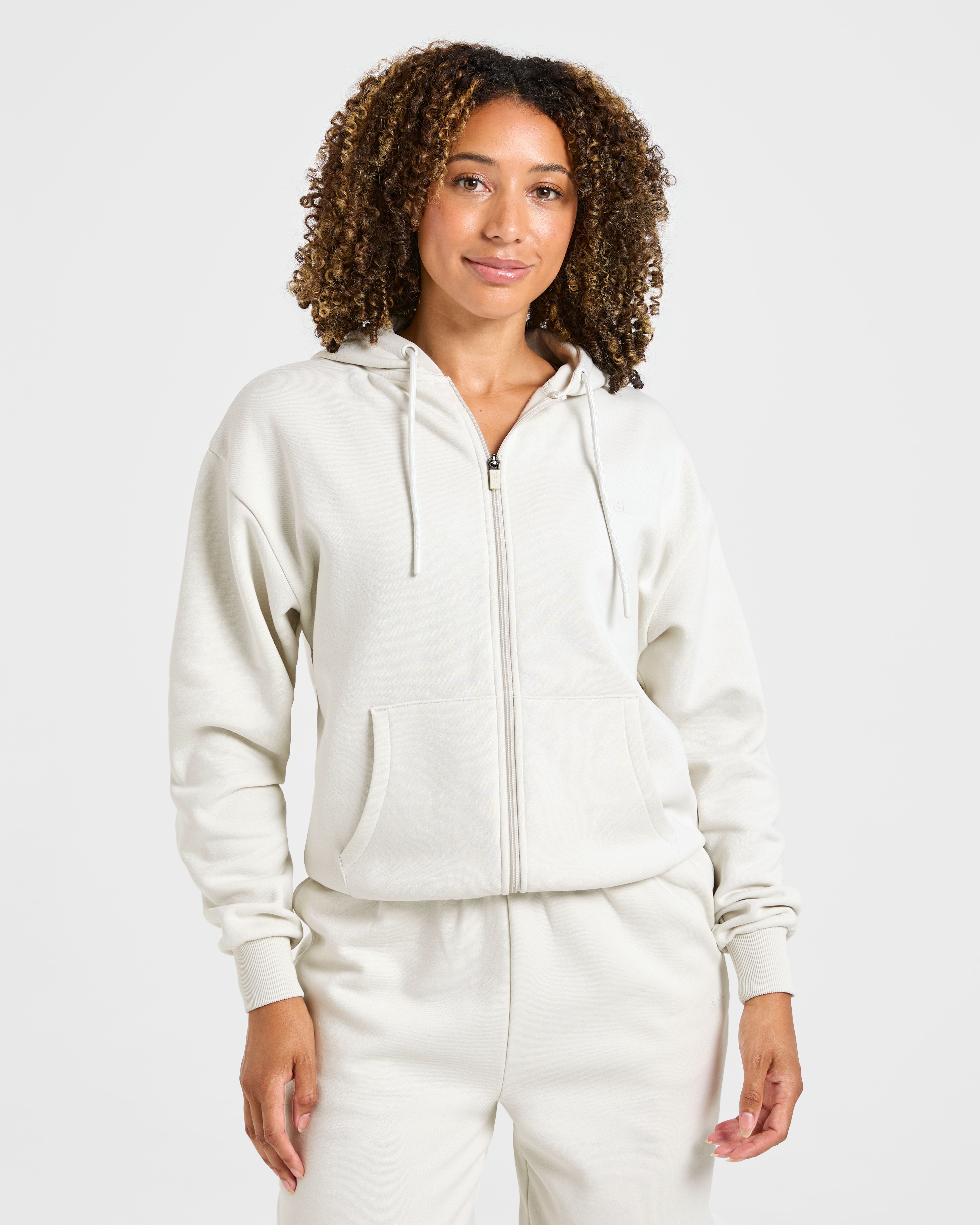 Lifestyle Oversized Zip Up Hoodie - Off Blanc