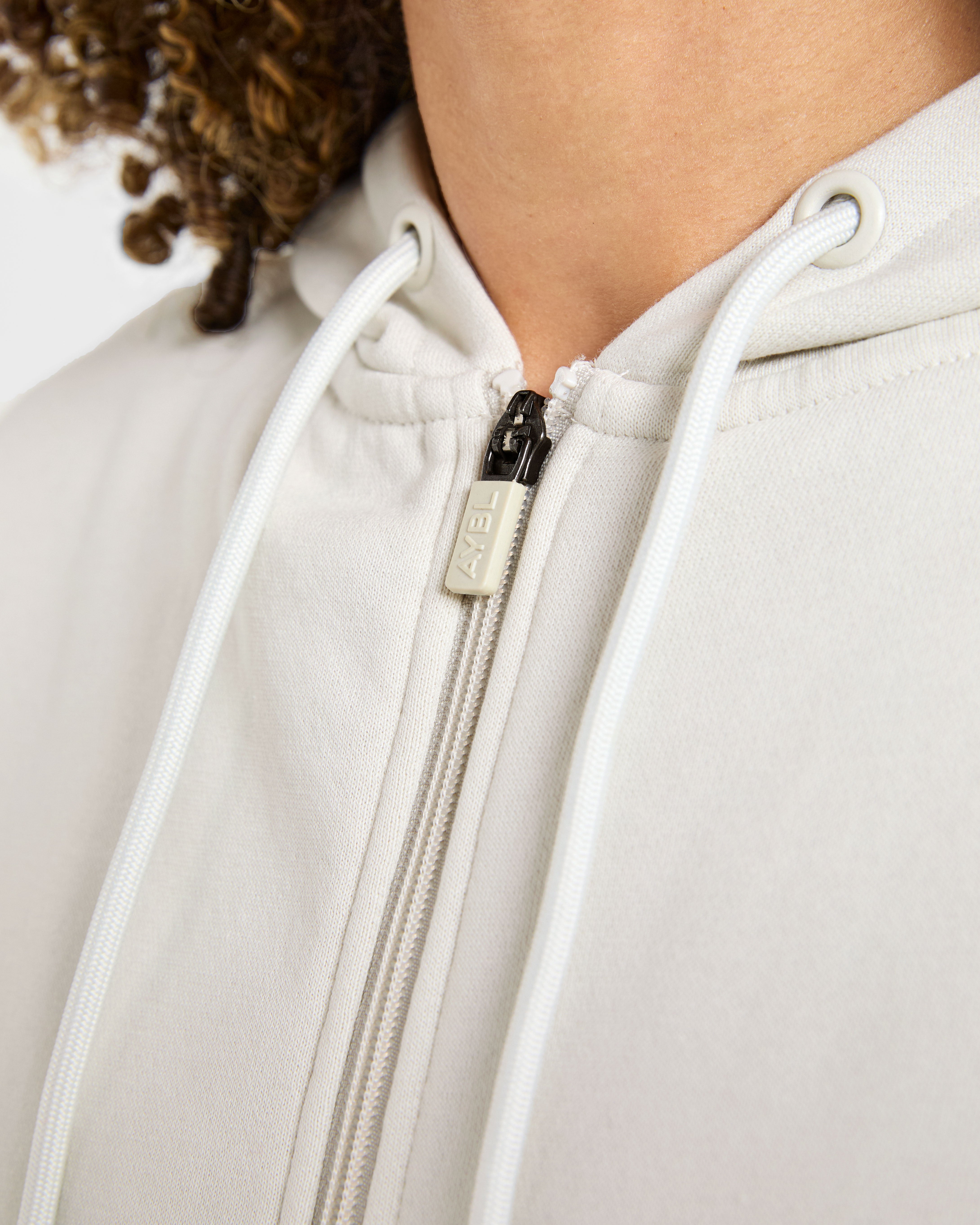 Lifestyle Oversized Zip Up Hoodie - Off Blanc
